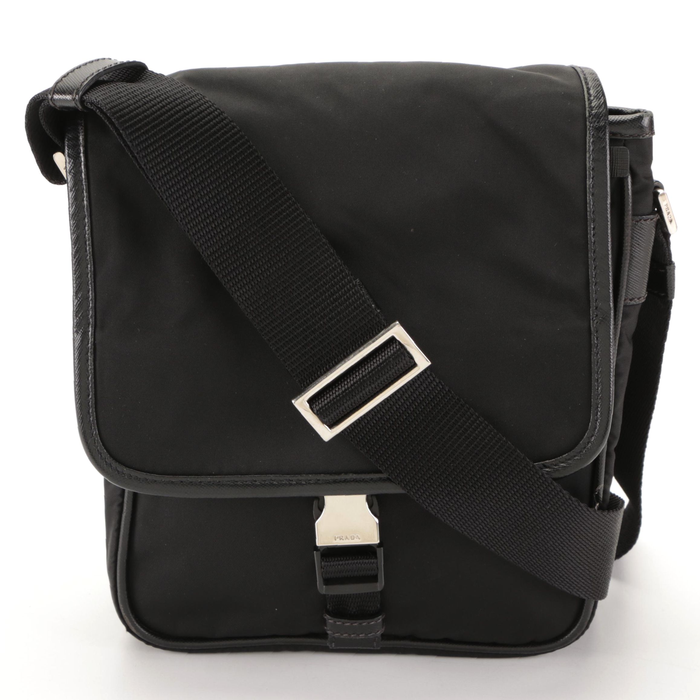 Prada Black Nylon Crossbody with Leather Trim