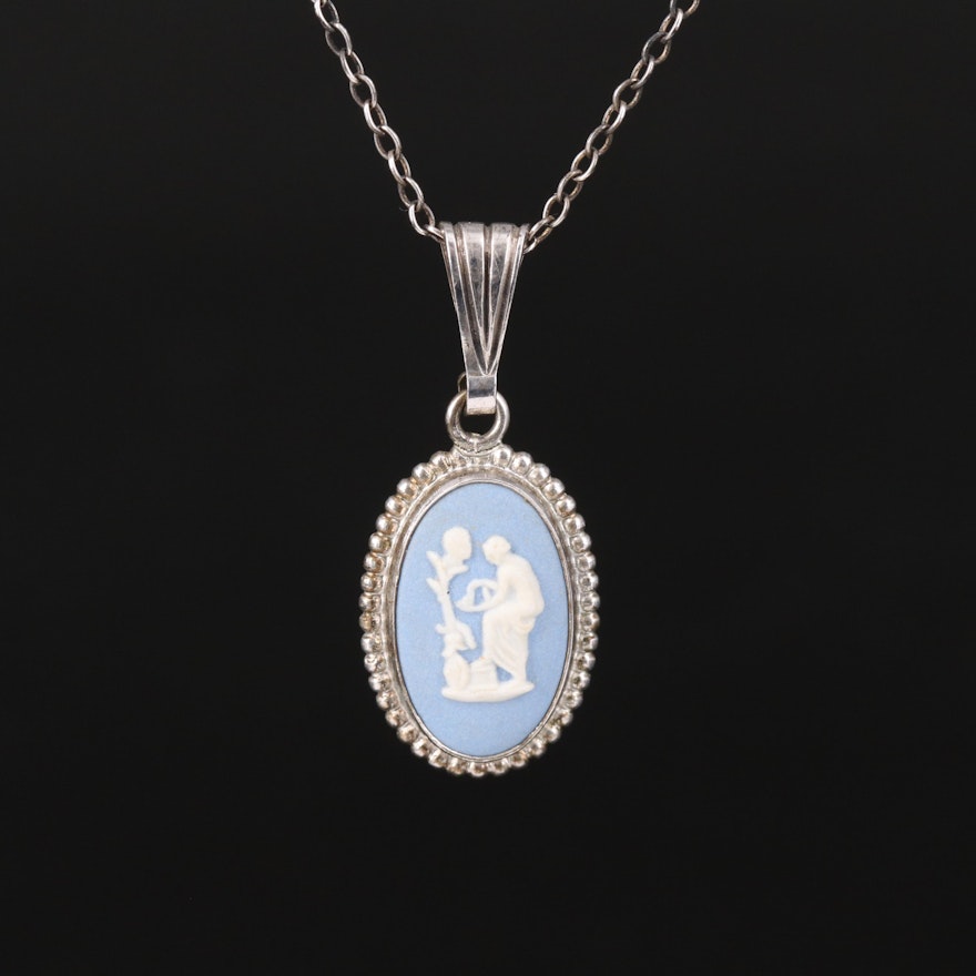 Wedgwood Sterling and Jasperware Pendant Necklace