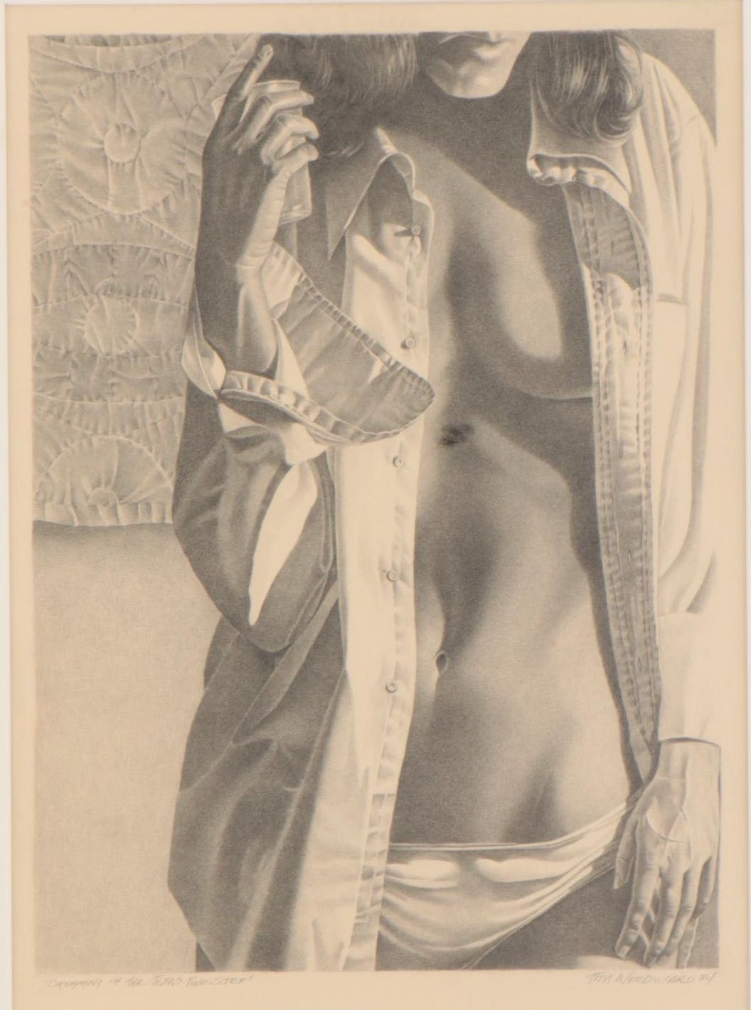 Tom Woodward Figural Graphite Drawing "Dreaming of the Texas Two-Step," 1984