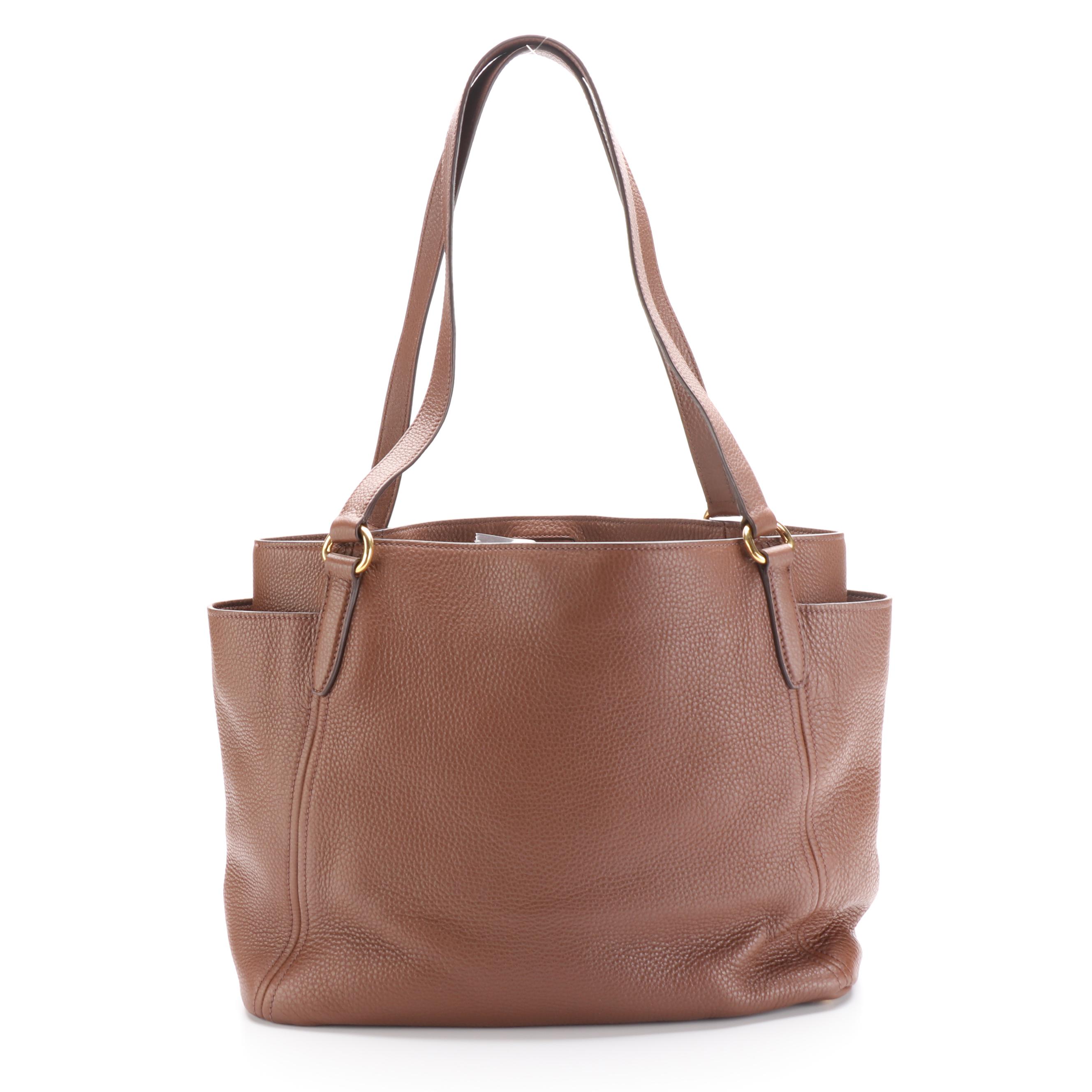 Prada Large Shoulder Tote in Brown Deerskin Leather
