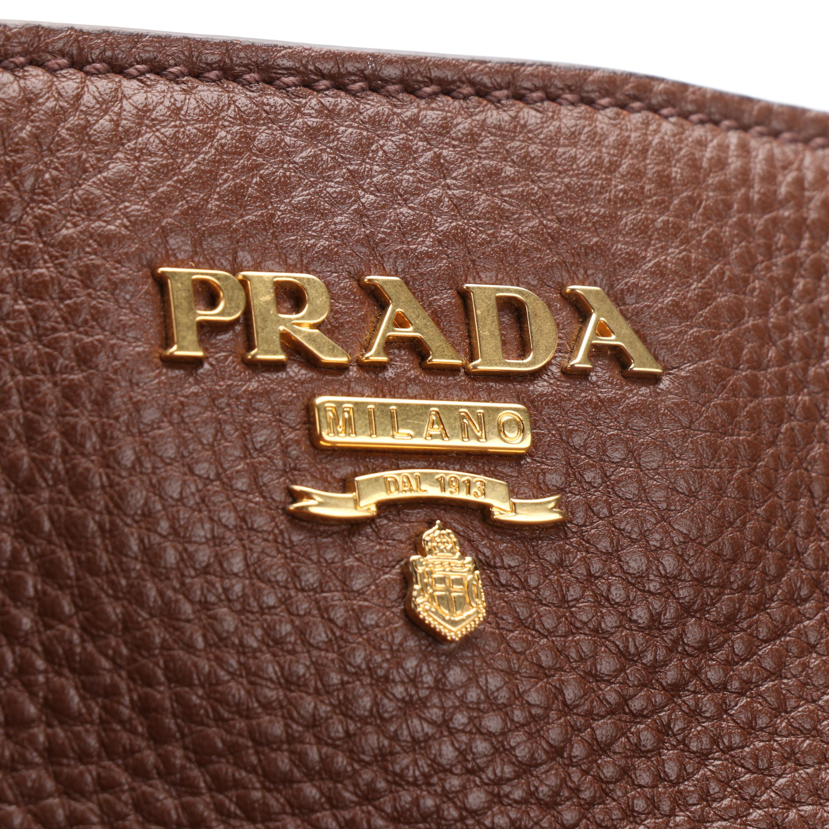 Prada Large Shoulder Tote in Brown Deerskin Leather