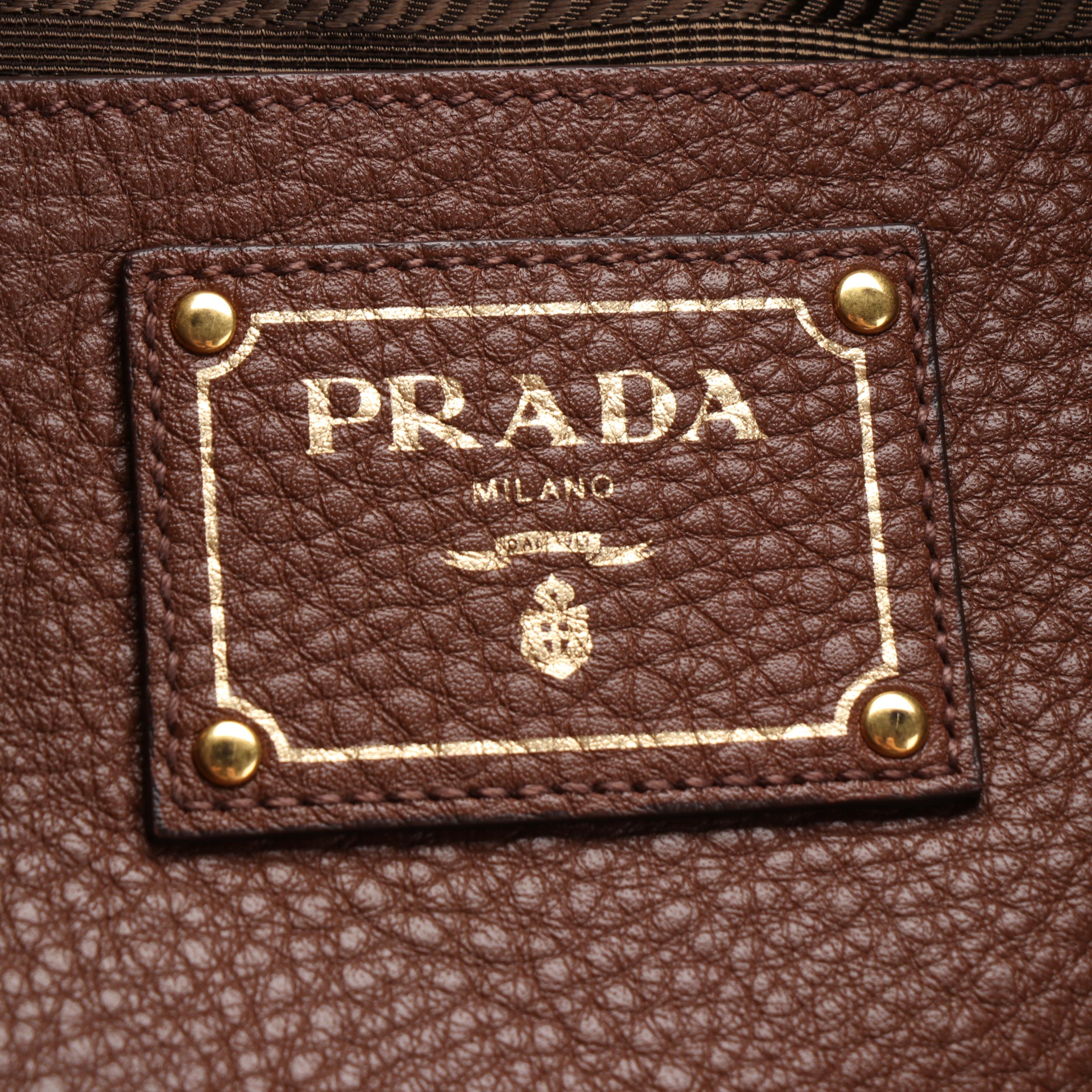 Prada Large Shoulder Tote in Brown Deerskin Leather