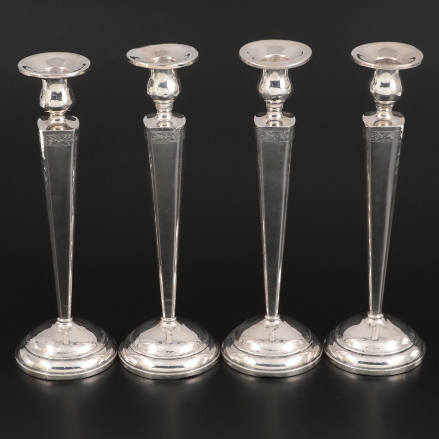 Richard M. Woods Weighted Sterling Silver Candlesticks, Early to Mid-20th C.