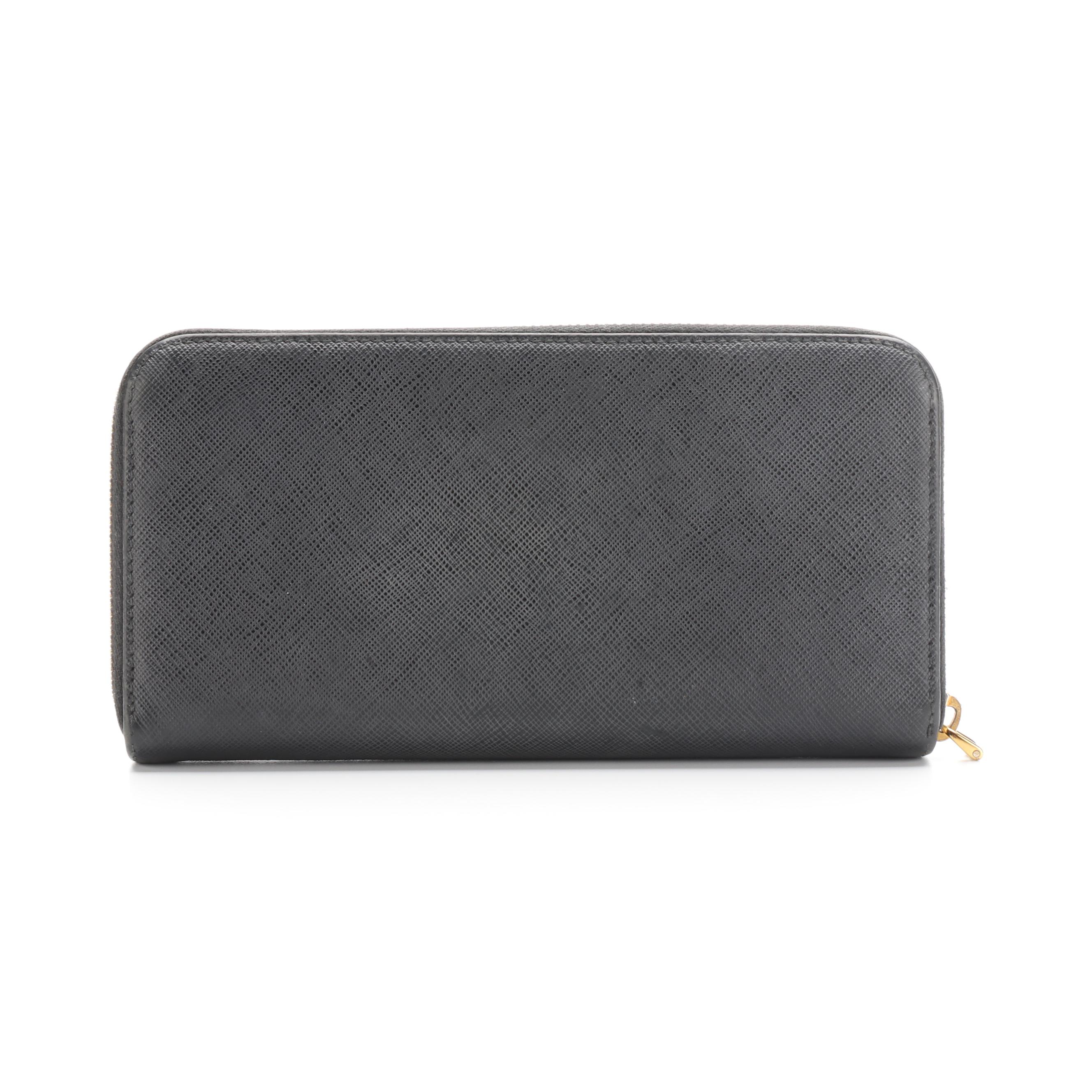 Prada Zip Around Wallet in Saffiano Leather