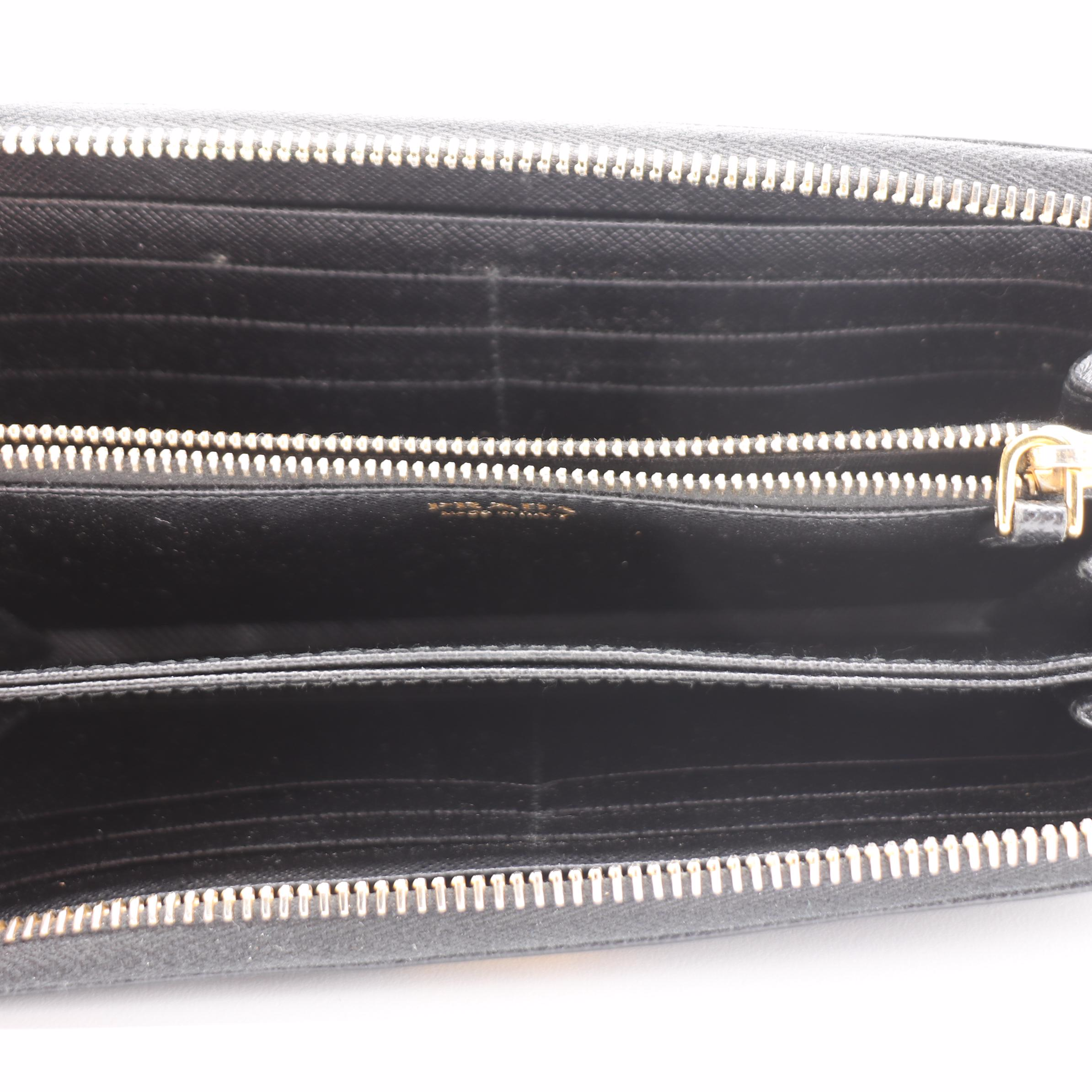 Prada Zip Around Wallet in Saffiano Leather