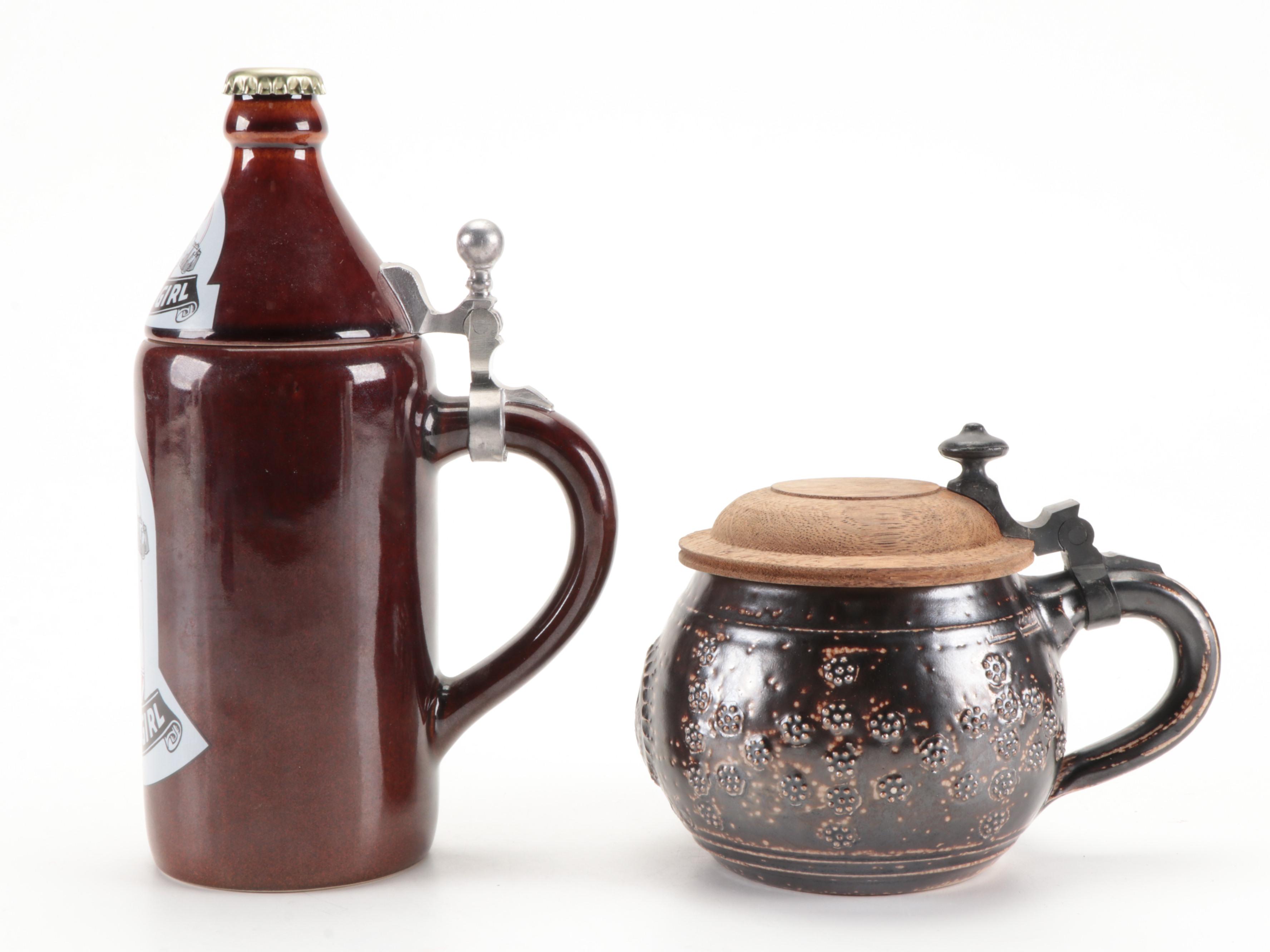 Gerz St. Pauli Girl Bottle Shaped with Other Stein and Mug