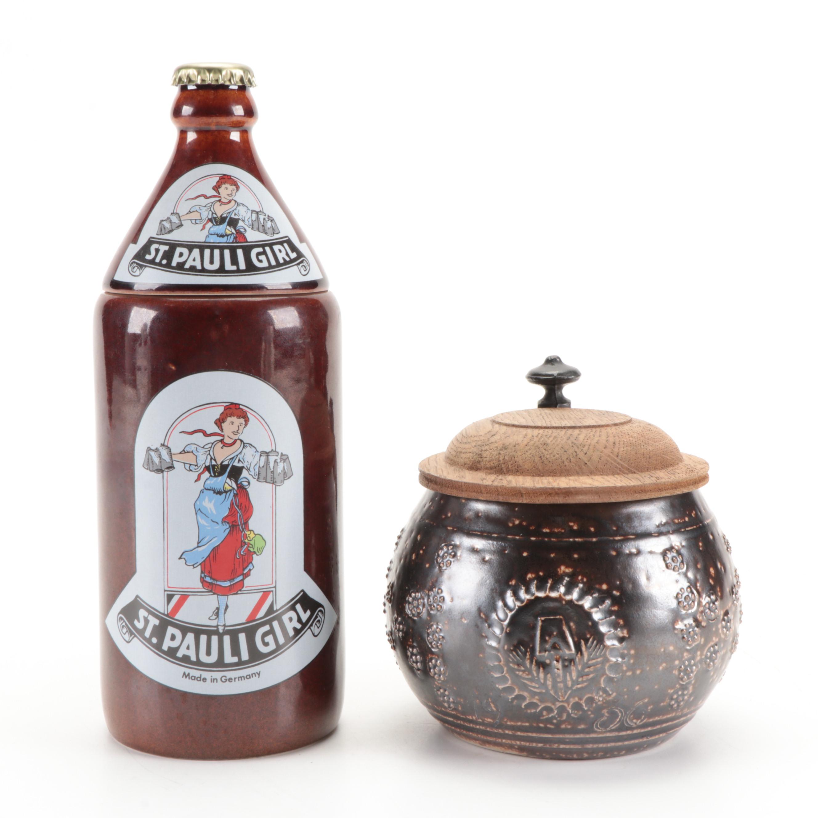Gerz St. Pauli Girl Bottle Shaped with Other Stein and Mug