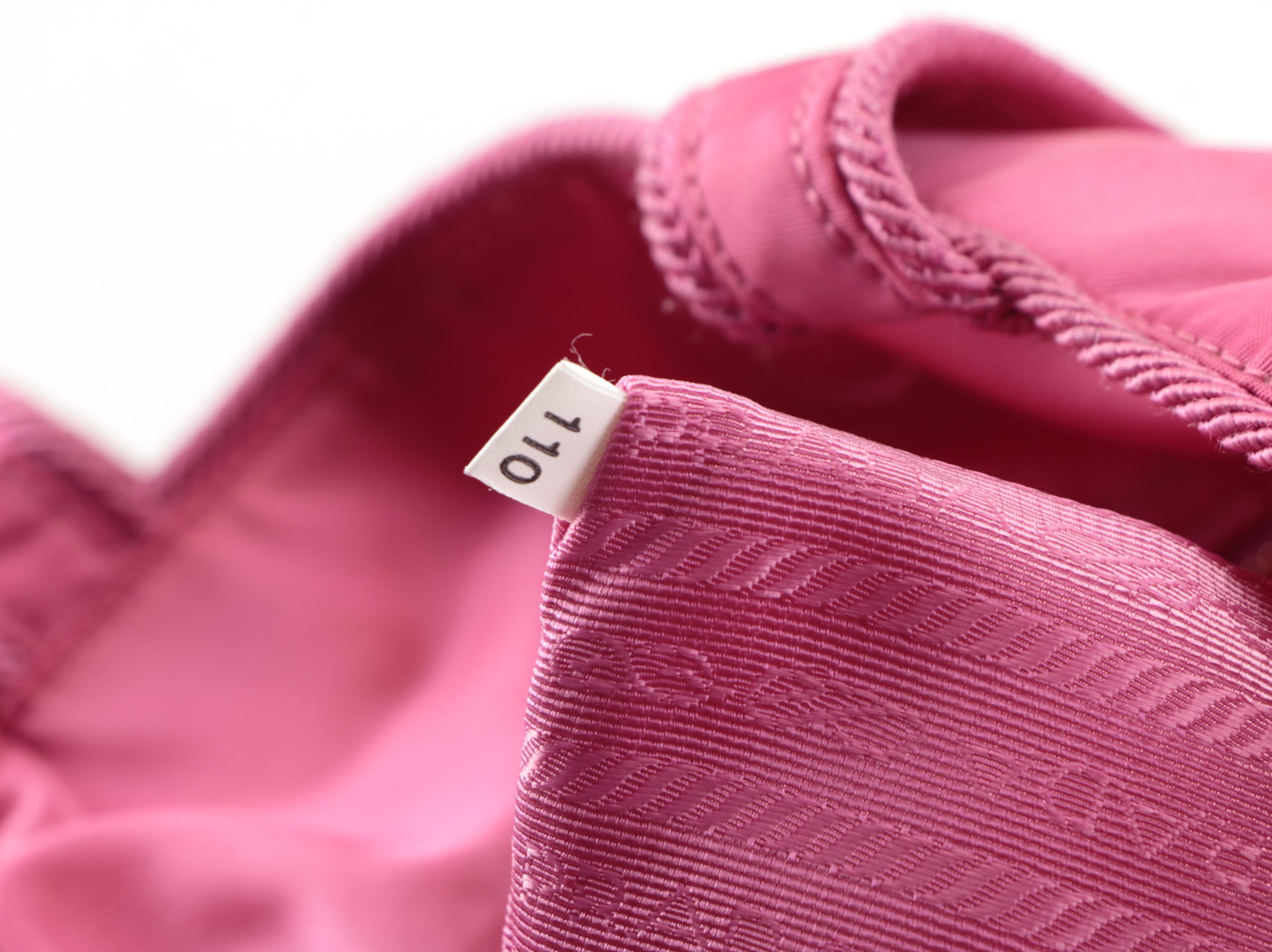 Prada Bow-Embellished Front-Pocket Shoulder Tote in Fuchsia Nylon Gabardine