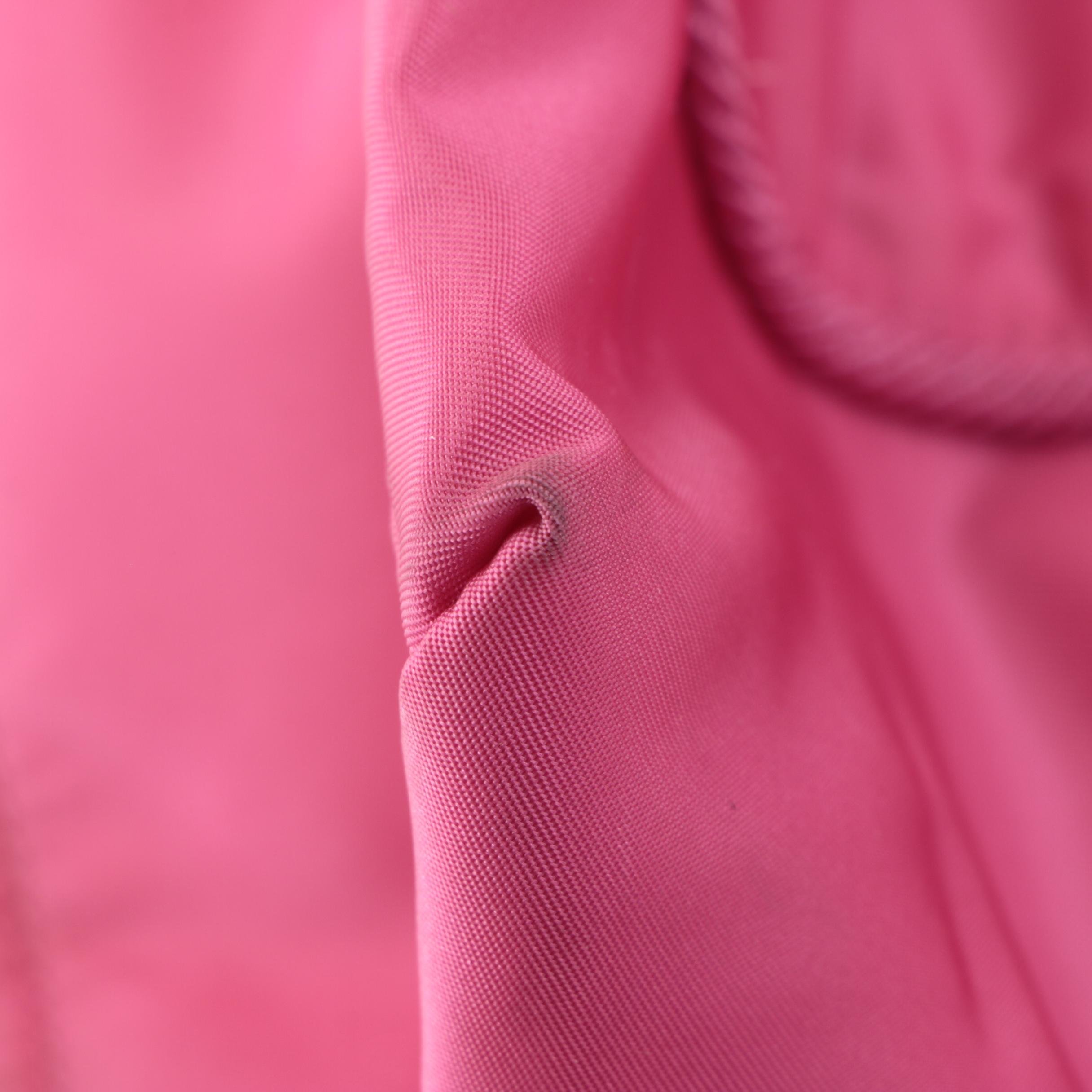 Prada Bow-Embellished Front-Pocket Shoulder Tote in Fuchsia Nylon Gabardine