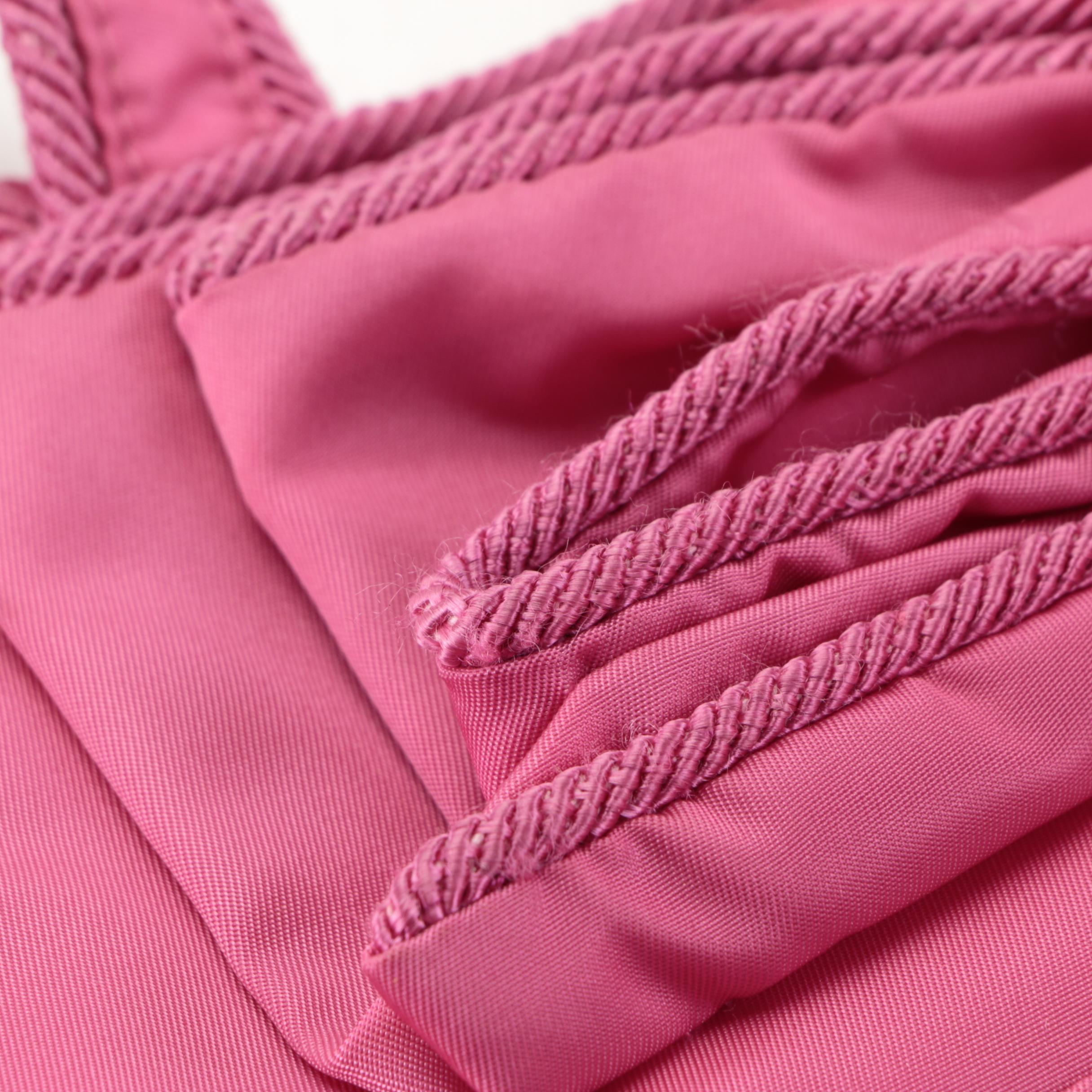 Prada Bow-Embellished Front-Pocket Shoulder Tote in Fuchsia Nylon Gabardine