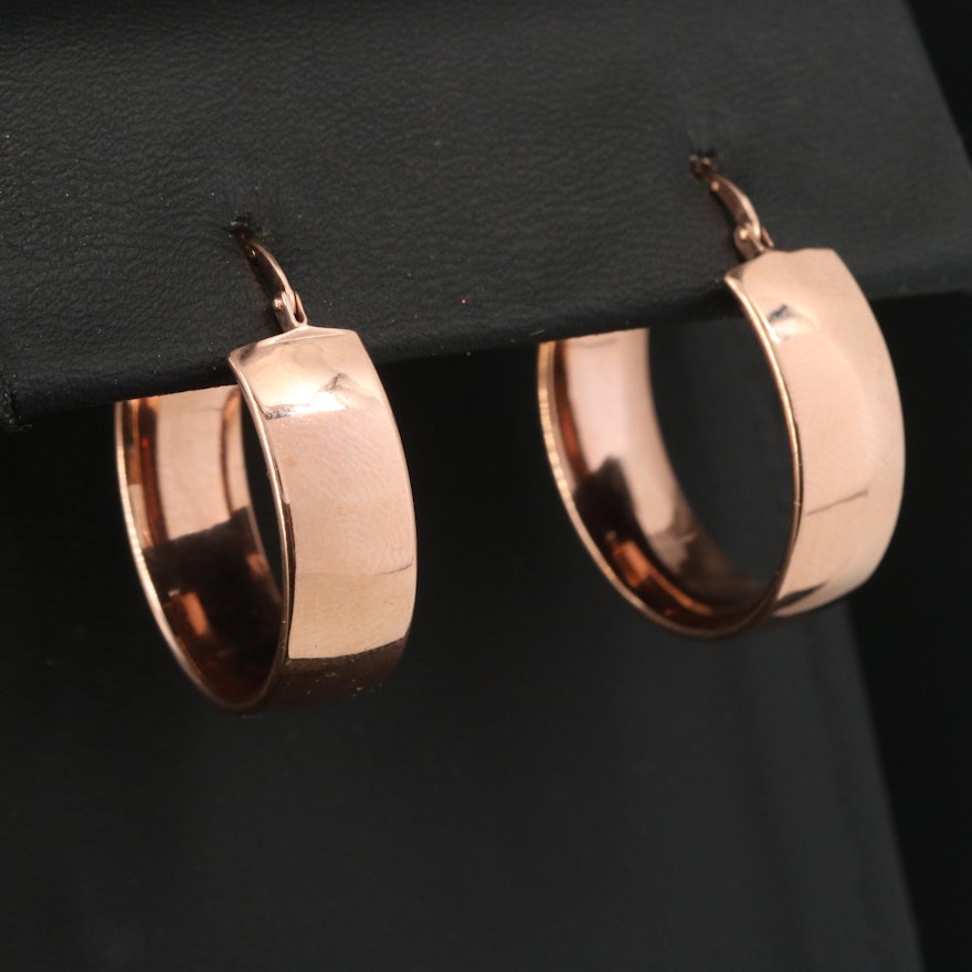 Italian 14K Rose Gold Hoop Earrings