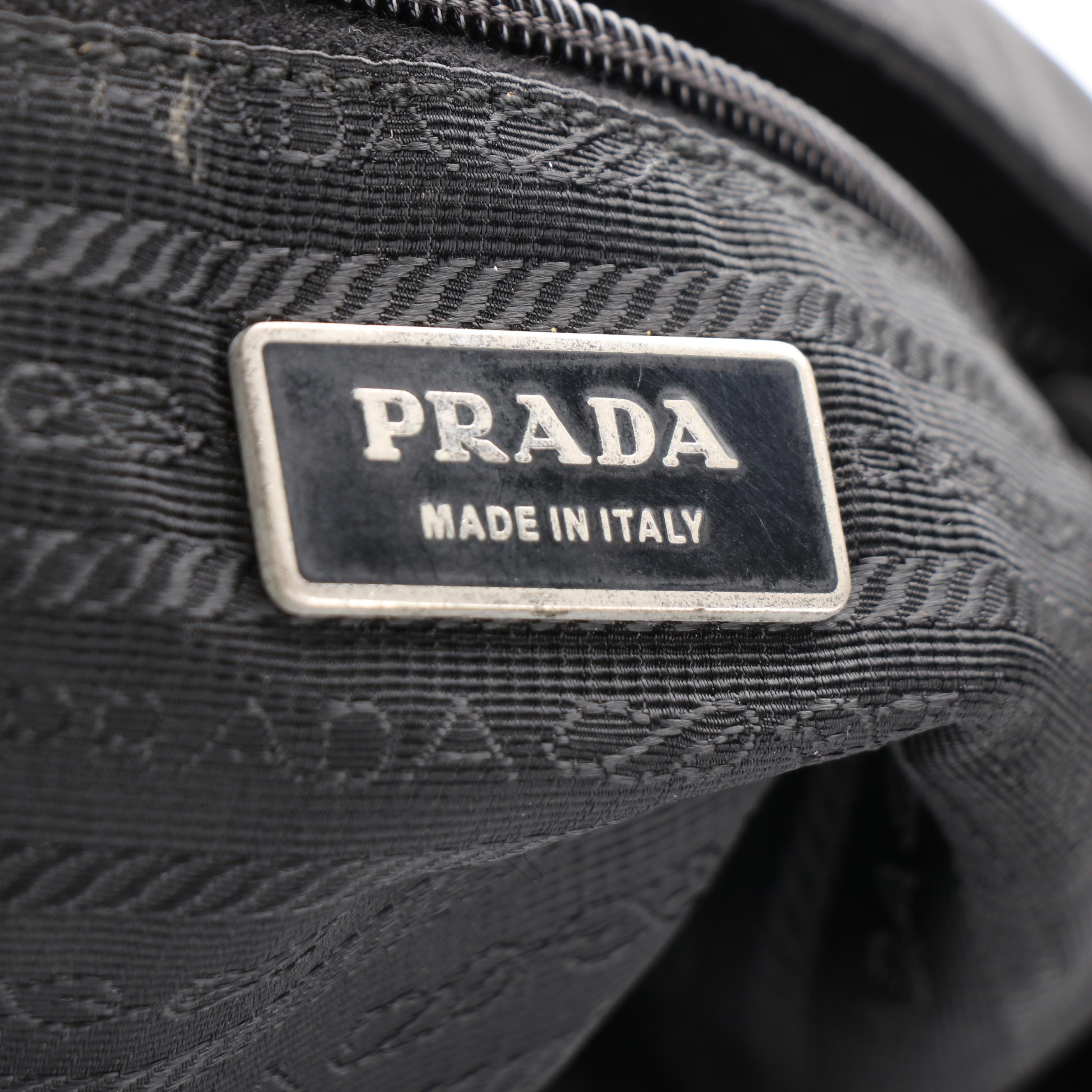 Prada Crossbody Bag in Black Tessuto Nylon and Saffiano Leather Trim