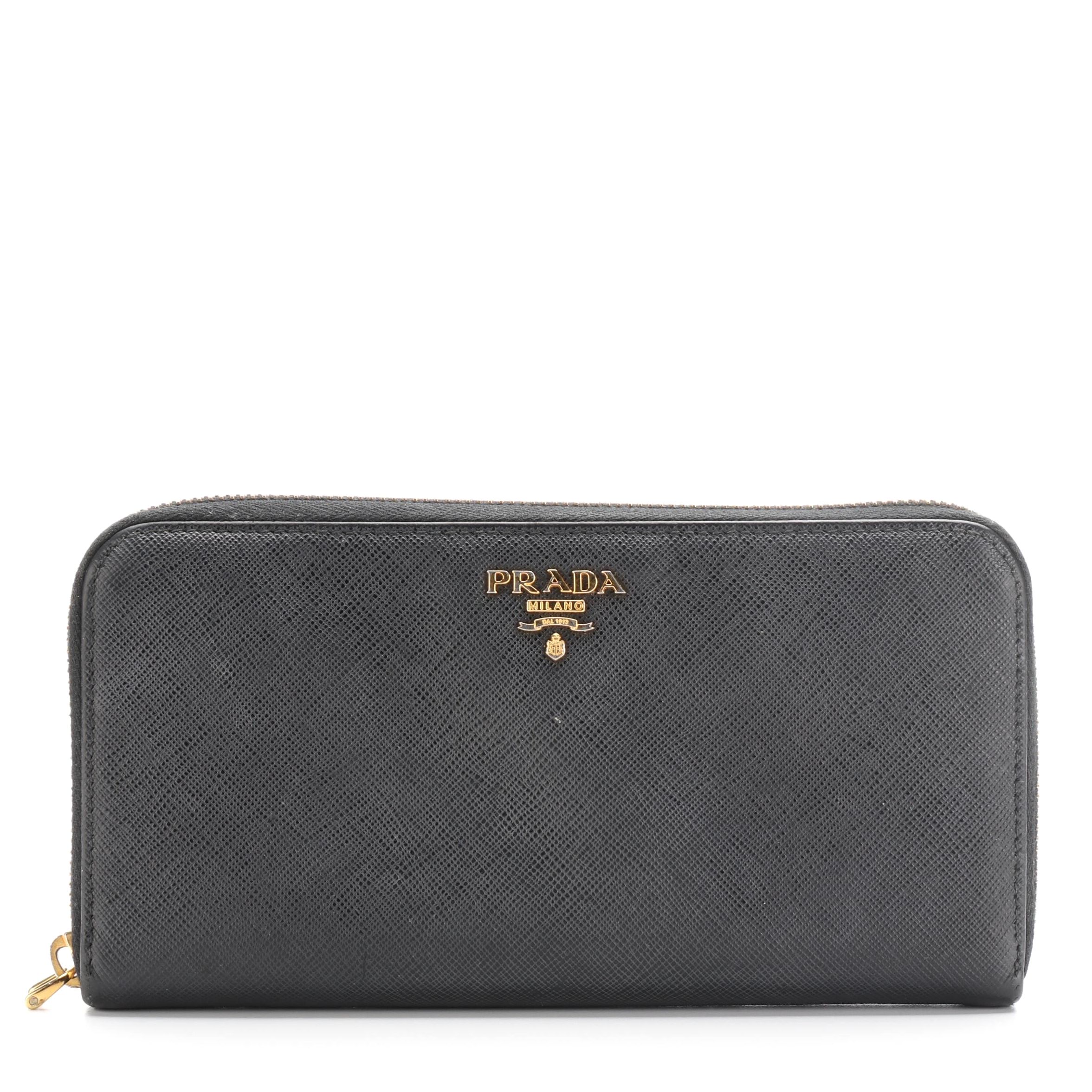 Prada Zip Around Wallet in Saffiano Leather