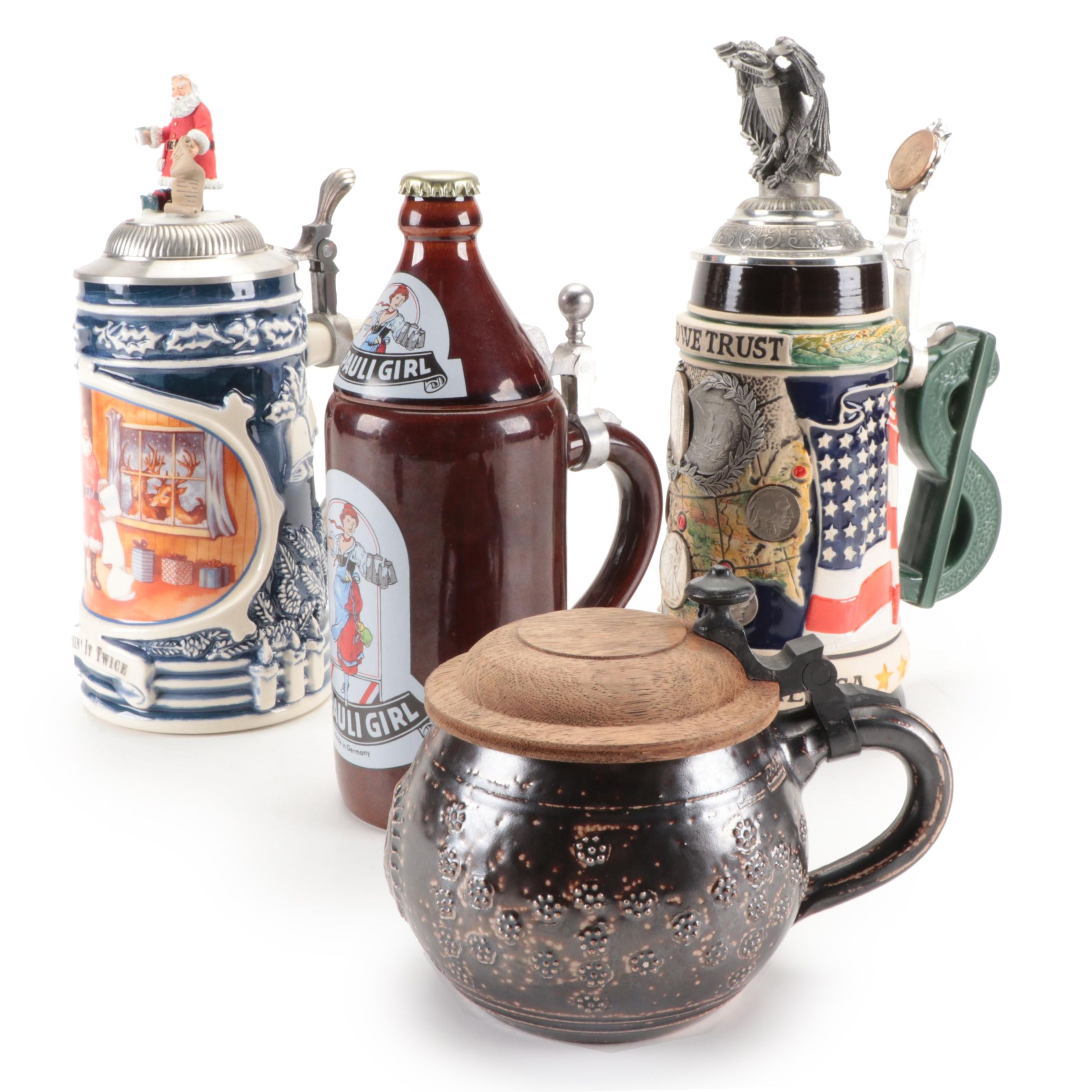 Gerz St. Pauli Girl Bottle Shaped with Other Stein and Mug