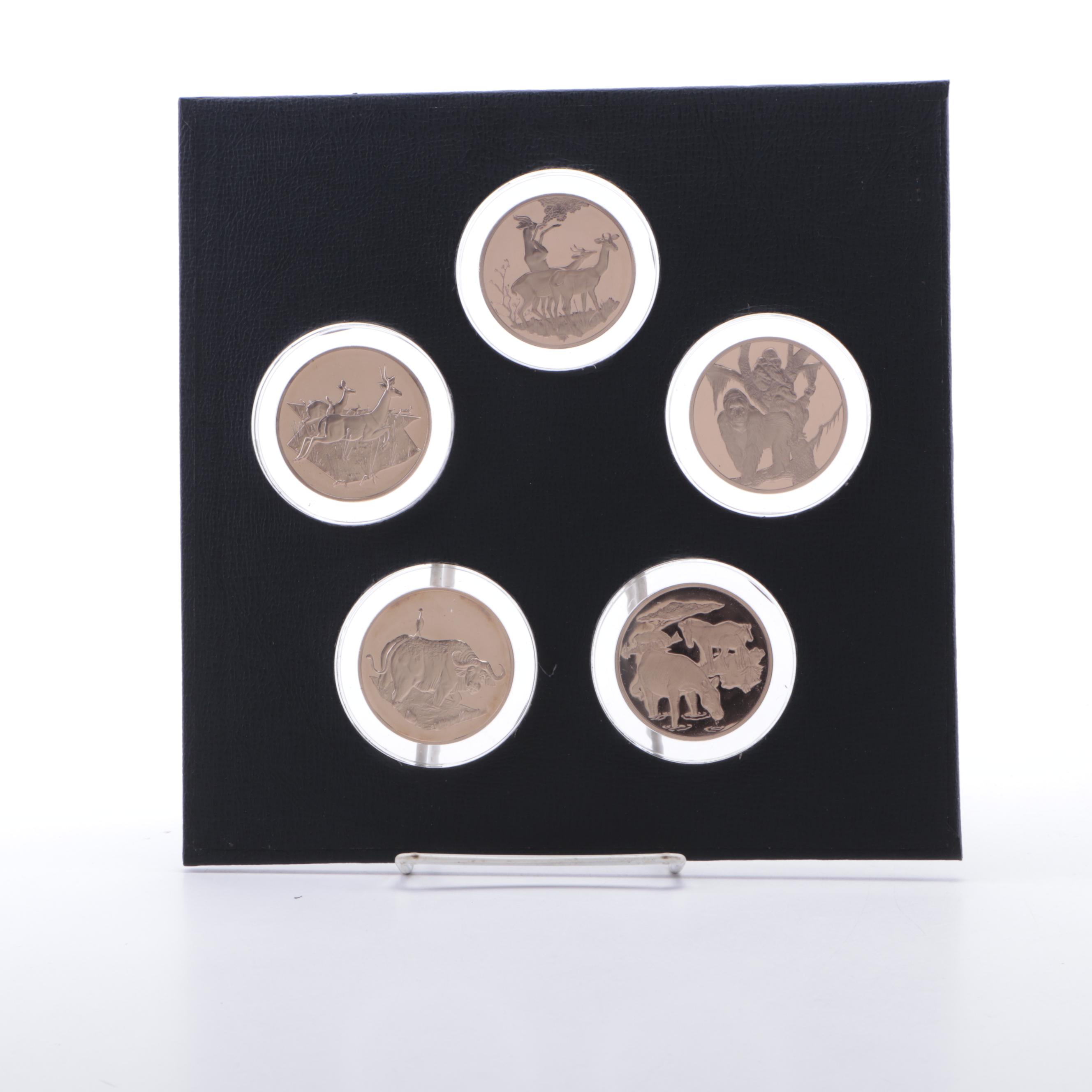 East African Wild Life Society Patrons Edition Bronze Big Game Medal Proof Set