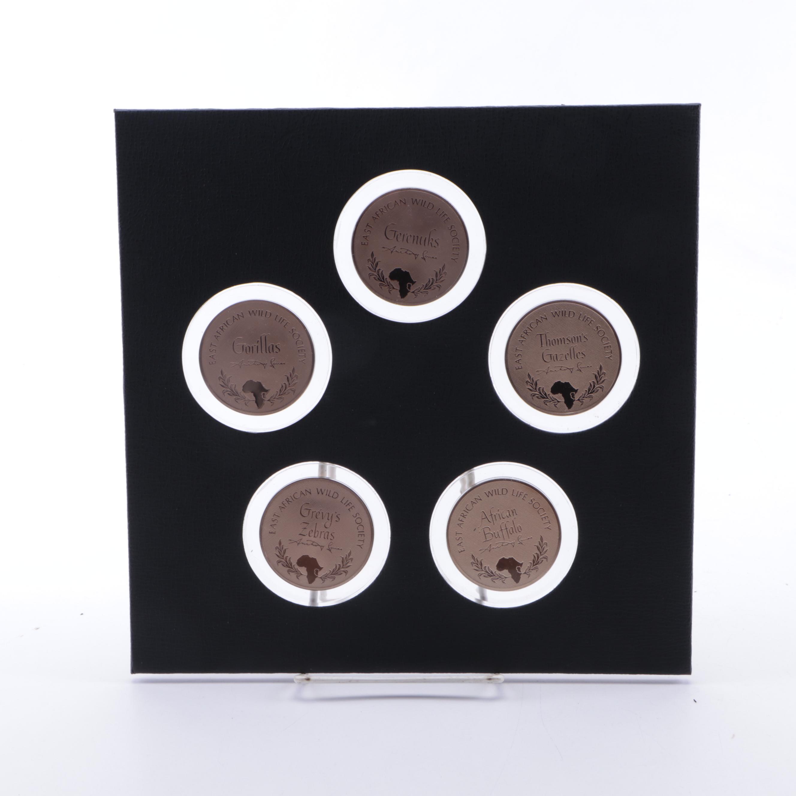 East African Wild Life Society Patrons Edition Bronze Big Game Medal Proof Set