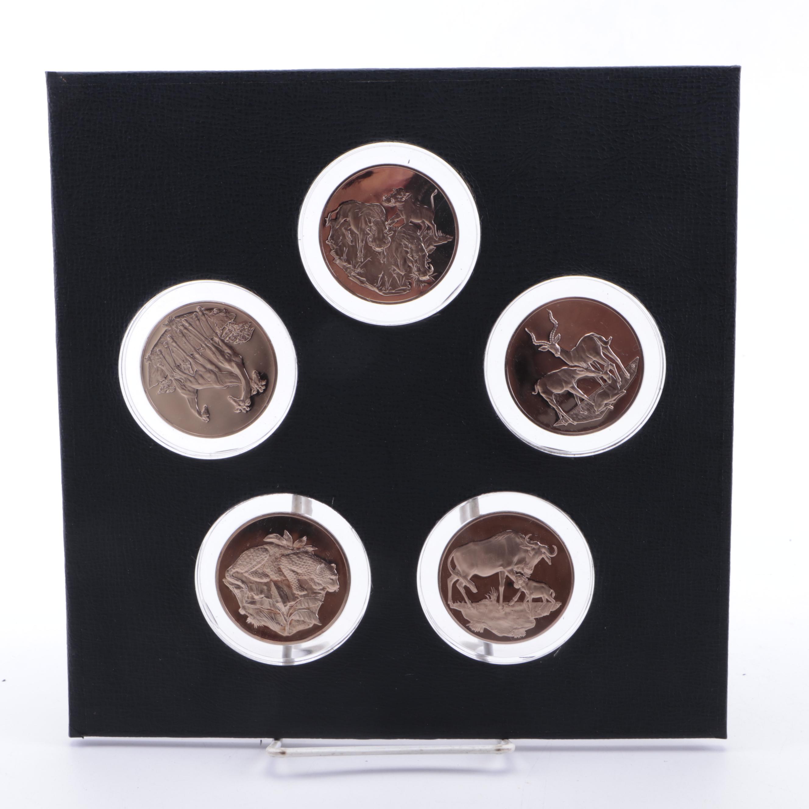 East African Wild Life Society Patrons Edition Bronze Big Game Medal Proof Set