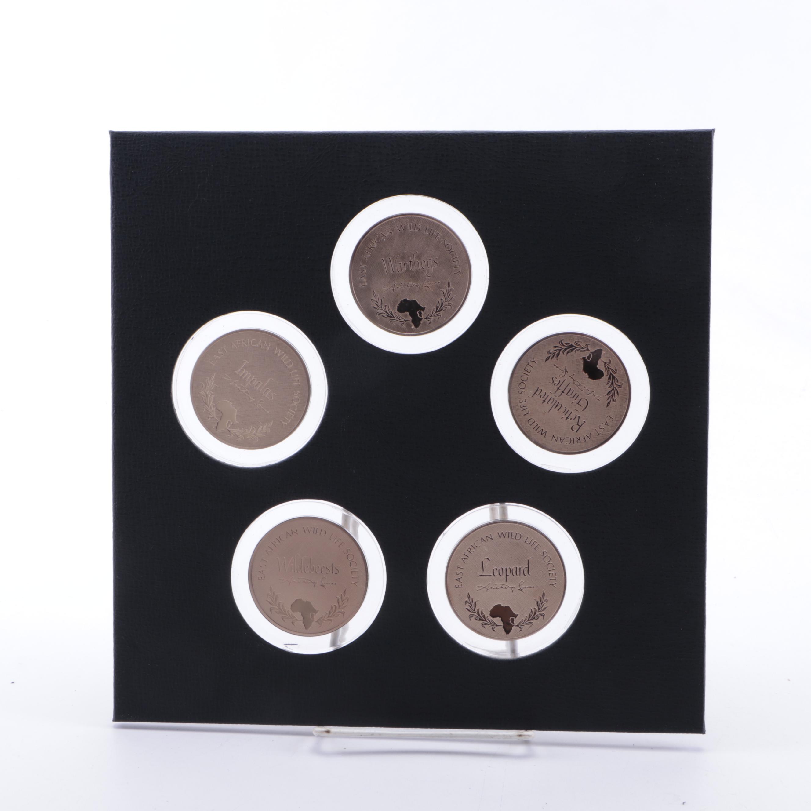 East African Wild Life Society Patrons Edition Bronze Big Game Medal Proof Set