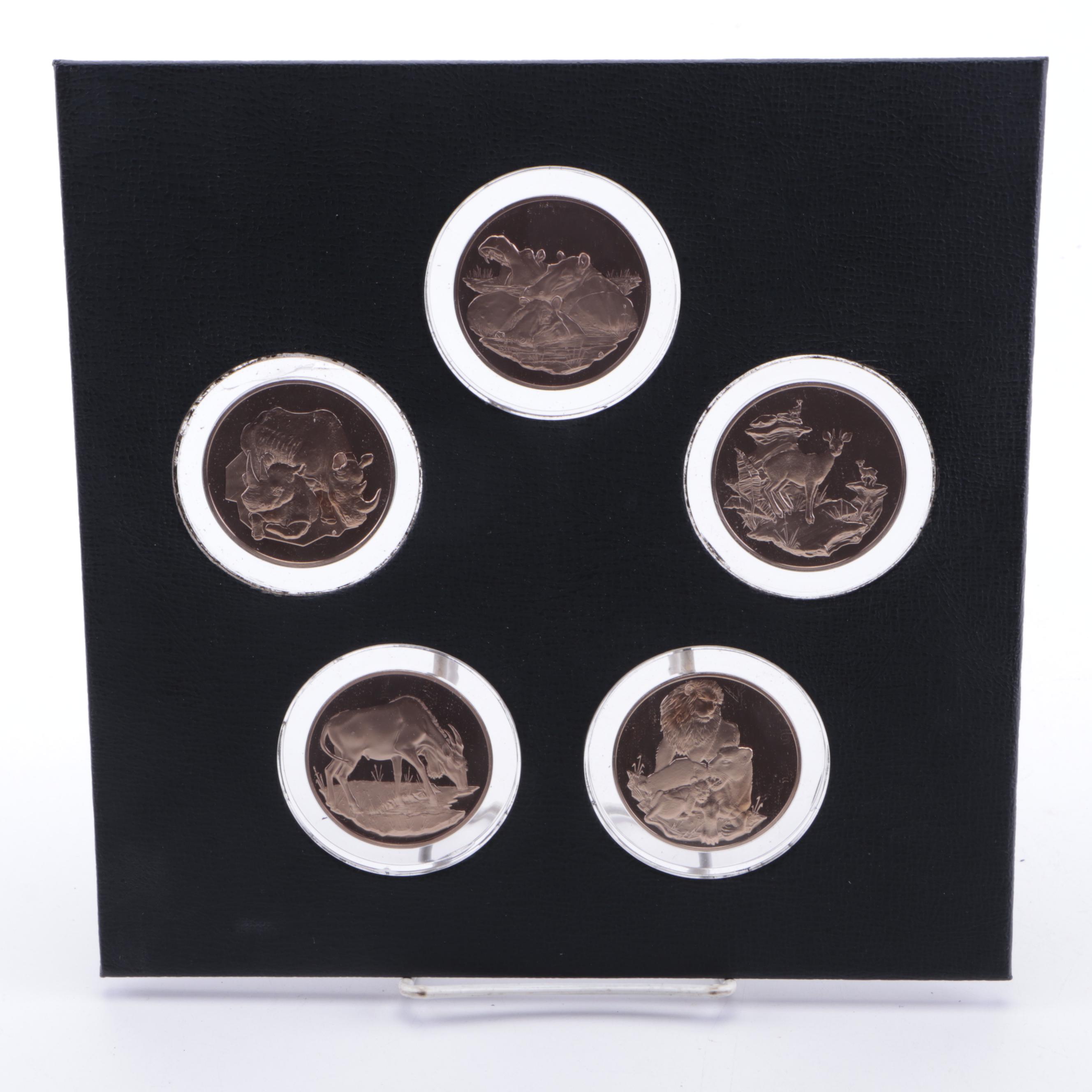 East African Wild Life Society Patrons Edition Bronze Big Game Medal Proof Set