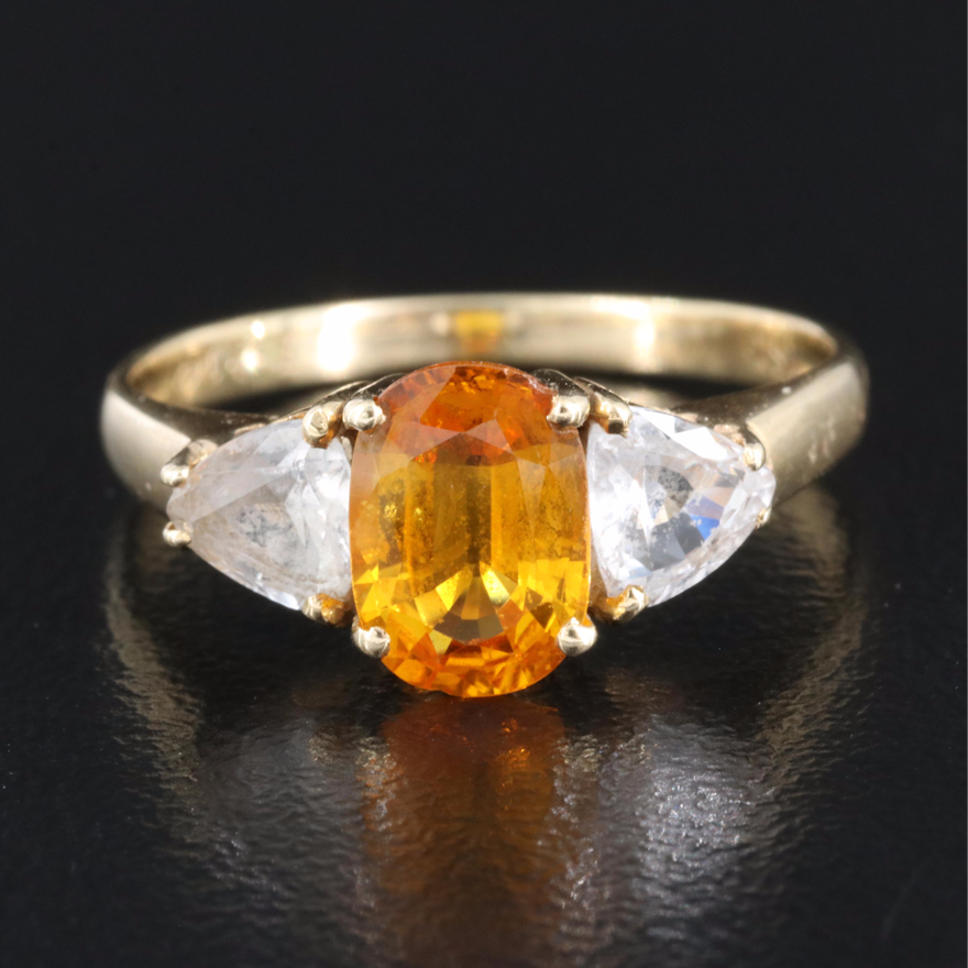 14K Yellow and White Sapphire Ring
