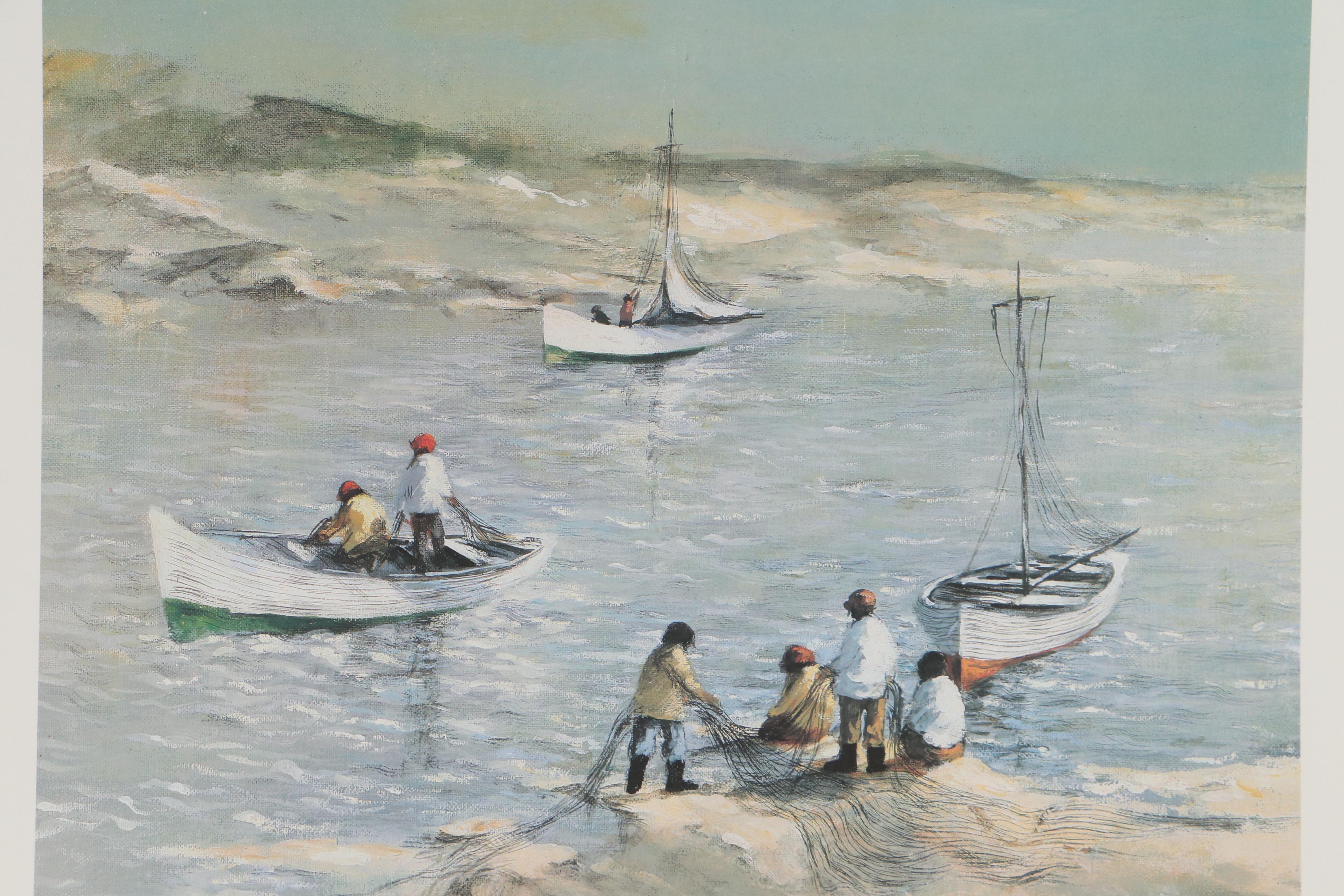 Robert Fabe Offset Lithographs Including "Beach House," 1987