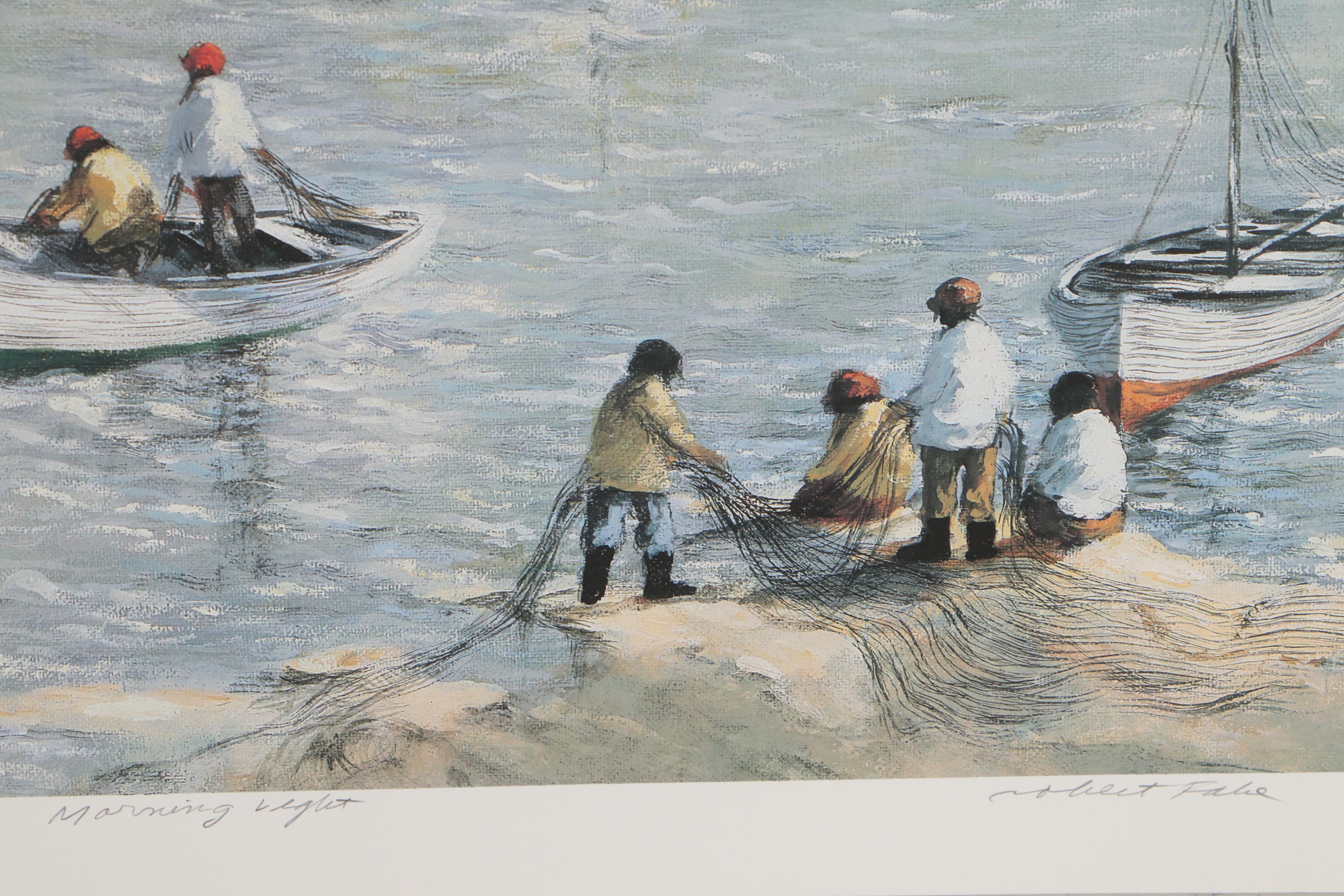 Robert Fabe Offset Lithographs Including "Beach House," 1987