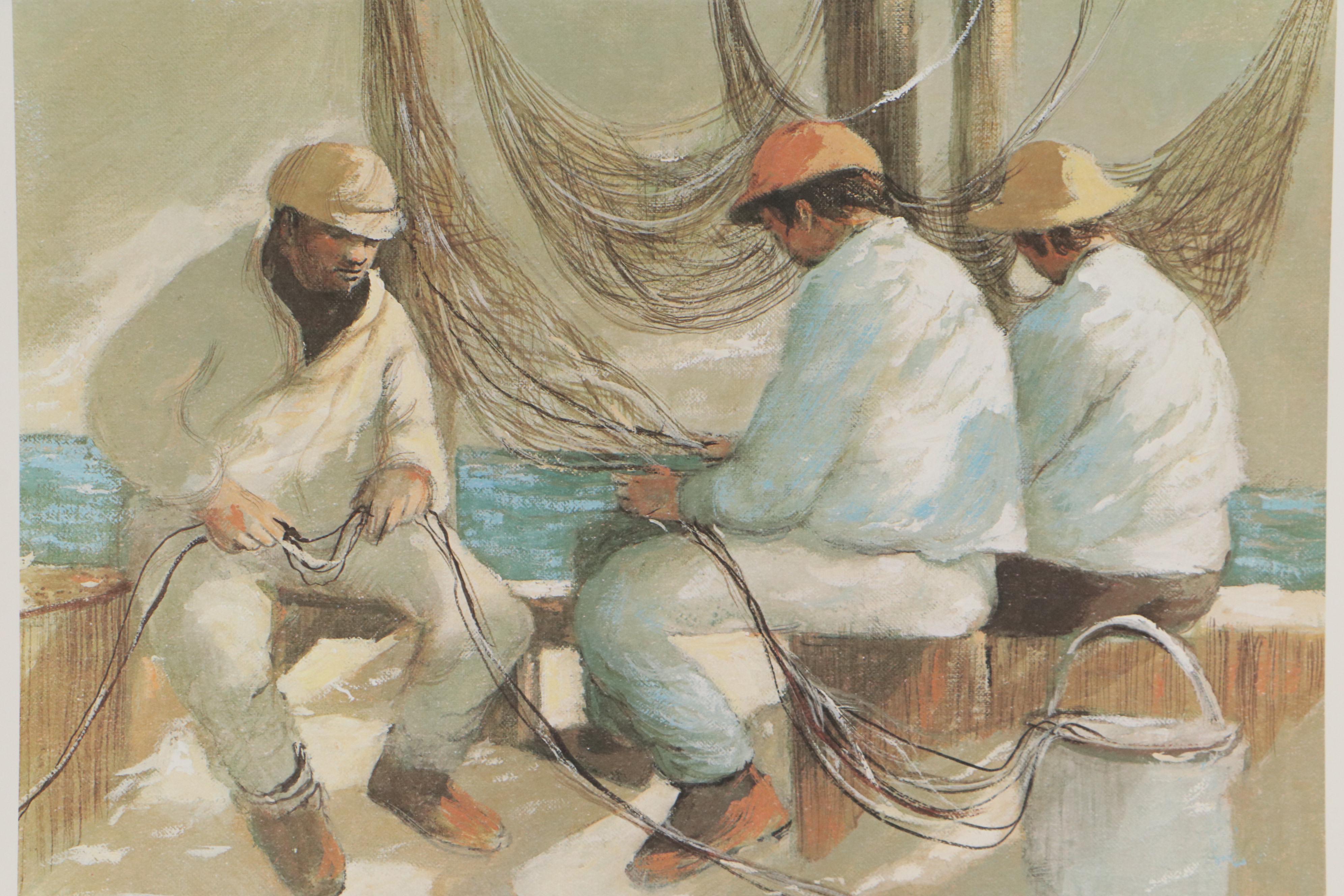 Robert Fabe Offset Lithographs Including "Beach House," 1987