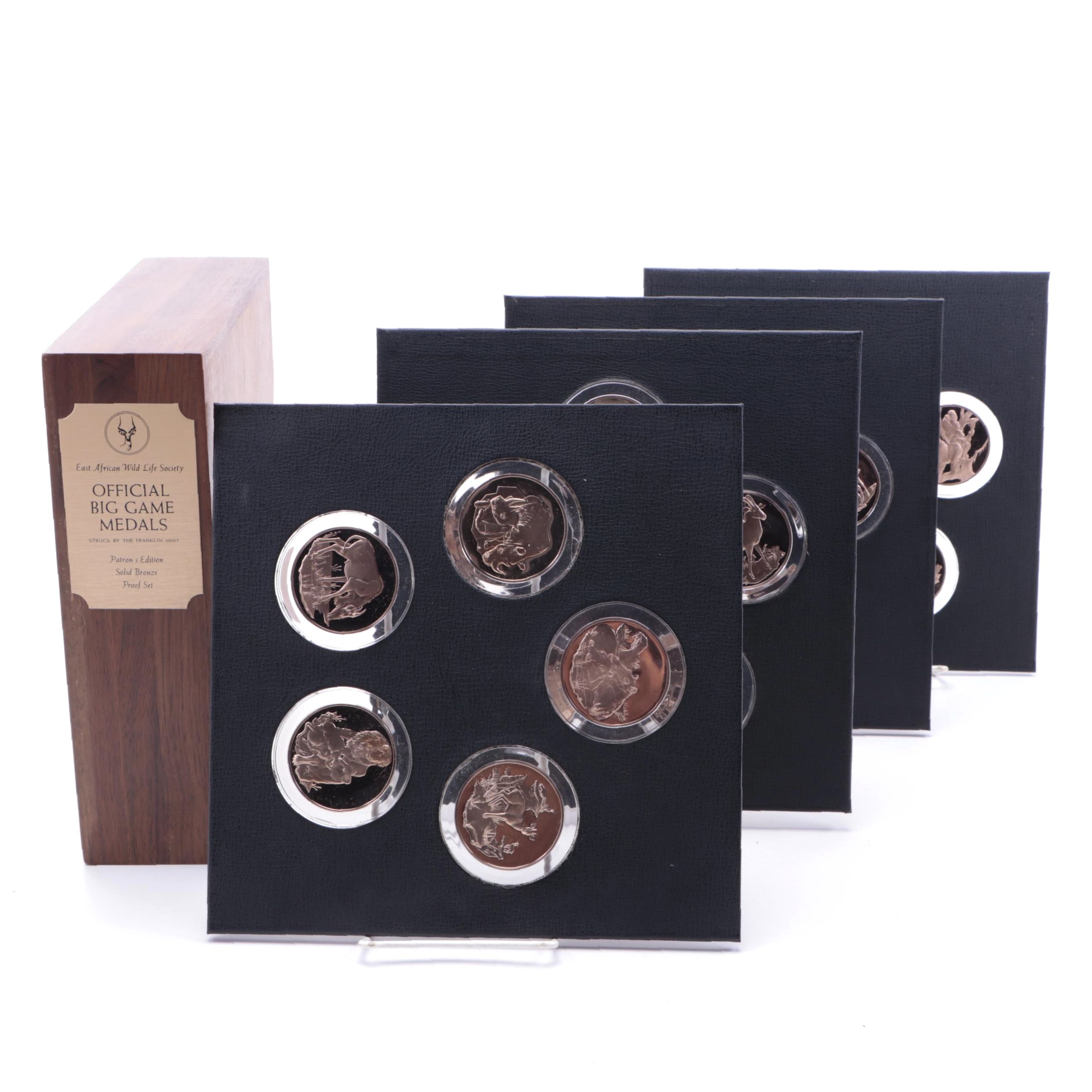 East African Wild Life Society Patrons Edition Bronze Big Game Medal Proof Set