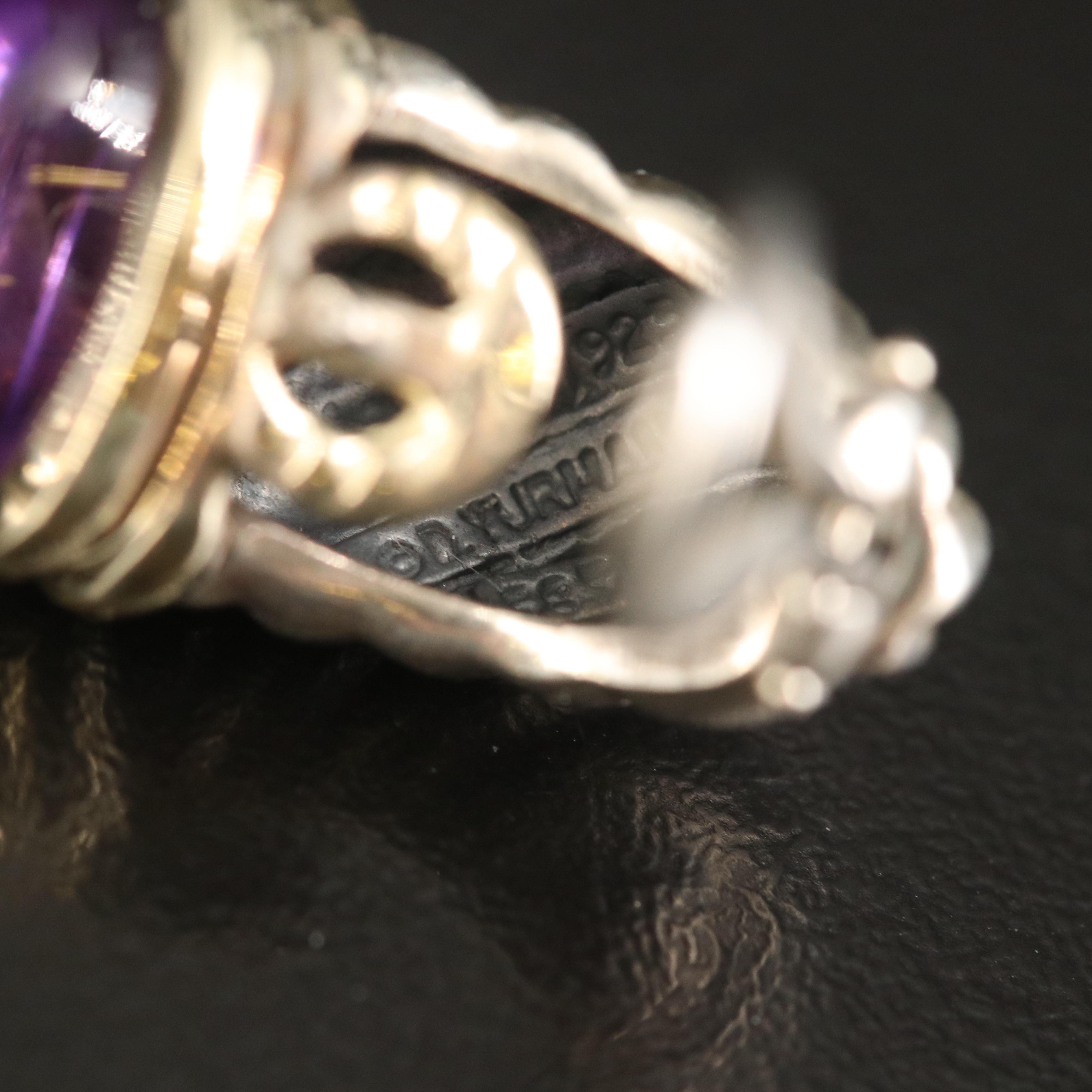 David Yurman "Renaissance" Sterling Amethyst and Emerald Earrings