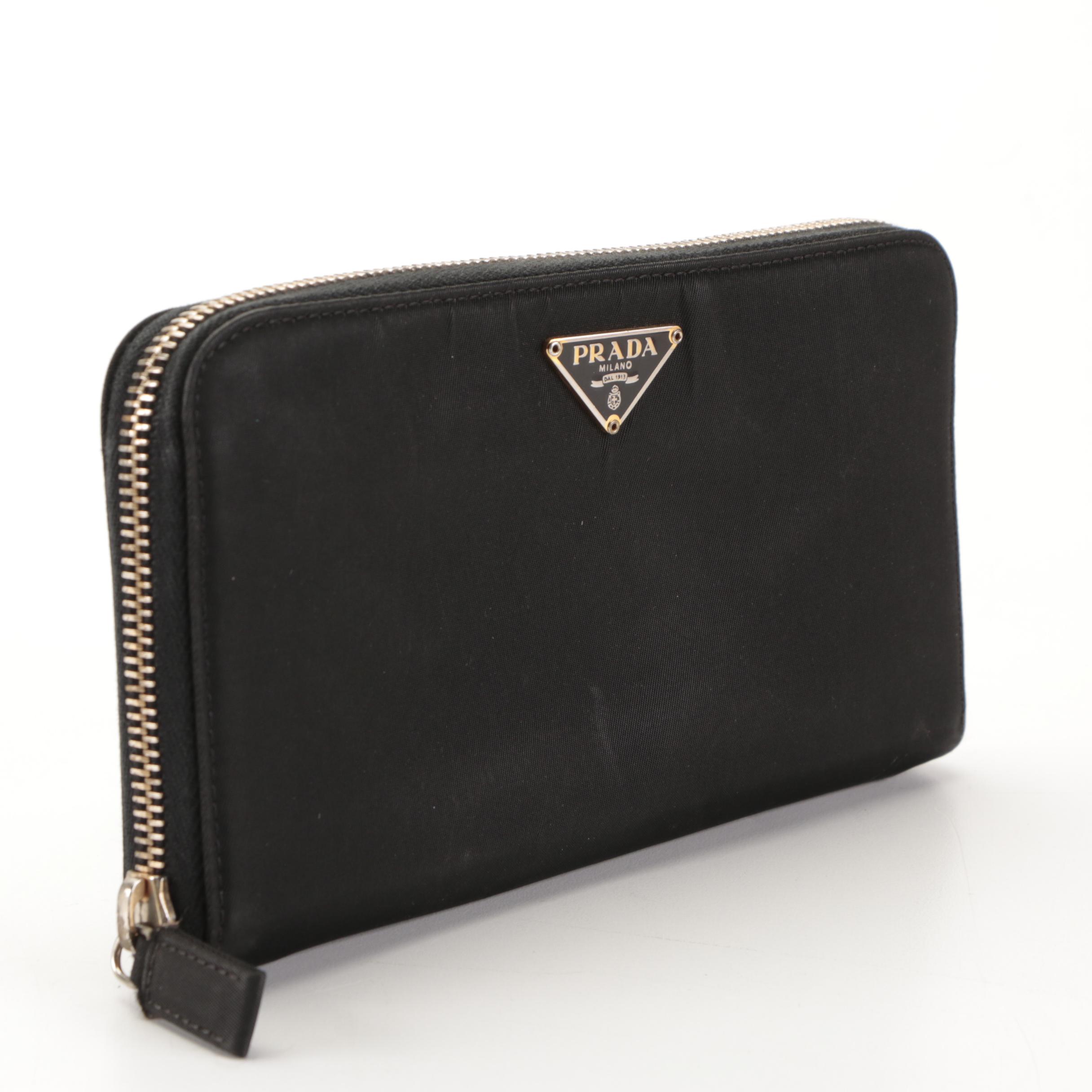 Prada Zip-Around Wallet in Black Nylon Gabardine