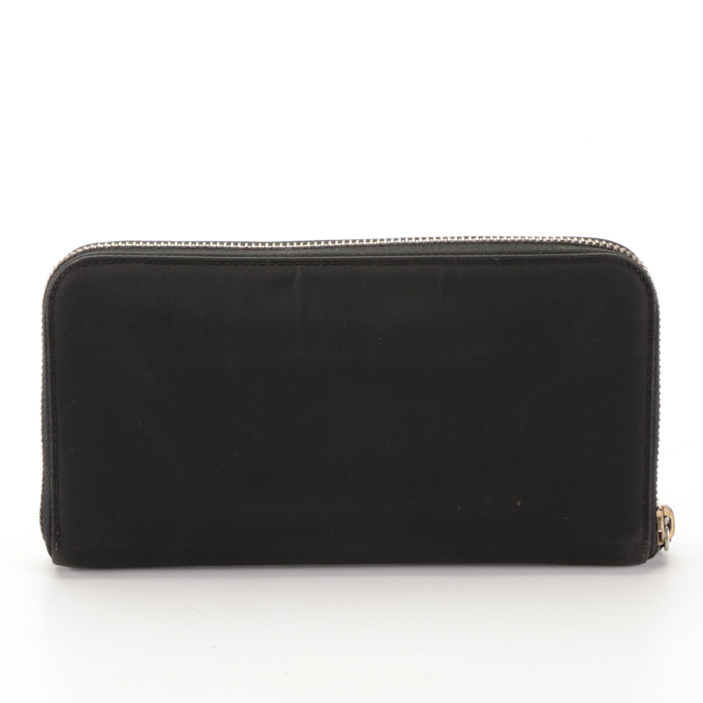 Prada Zip-Around Wallet in Black Nylon Gabardine