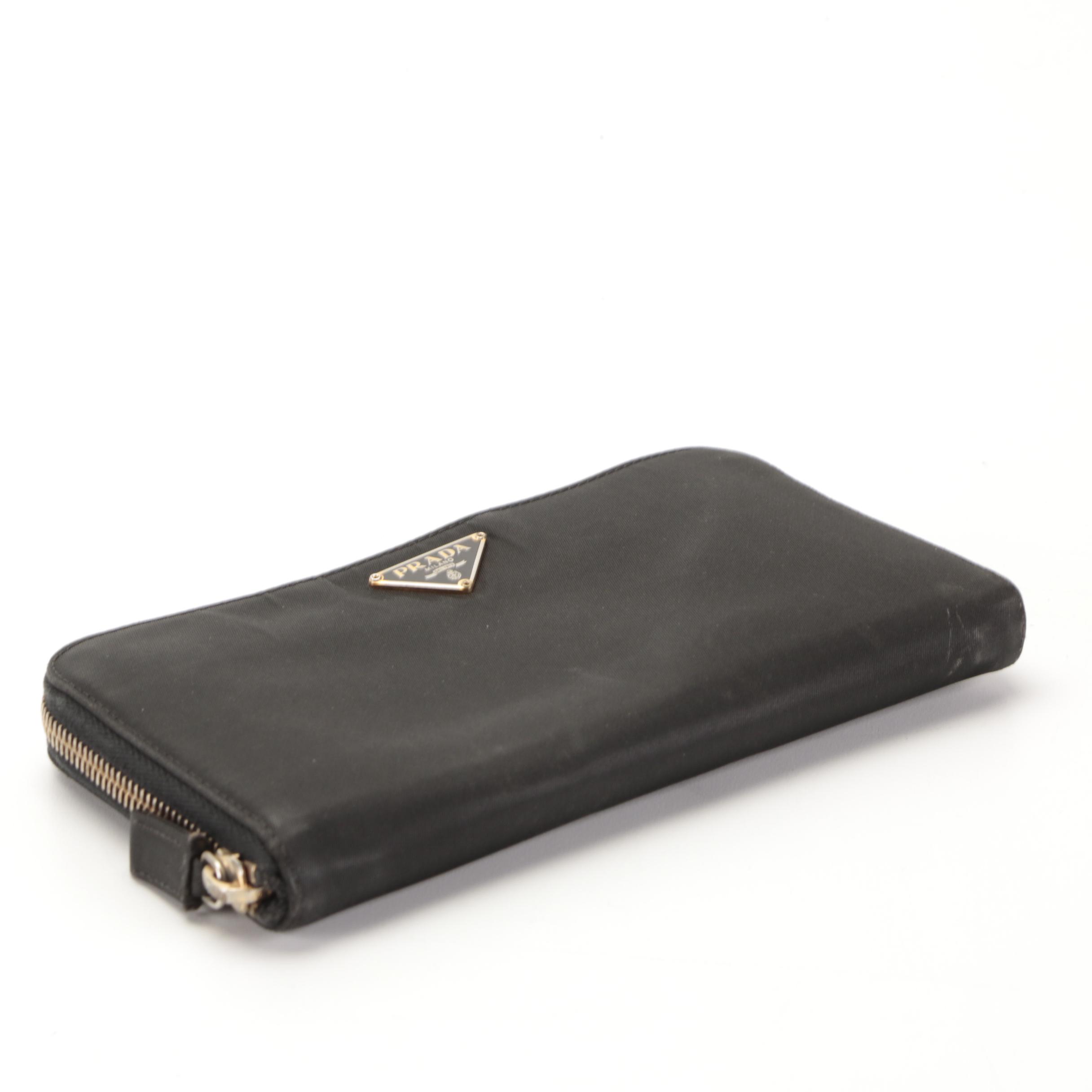 Prada Zip-Around Wallet in Black Nylon Gabardine
