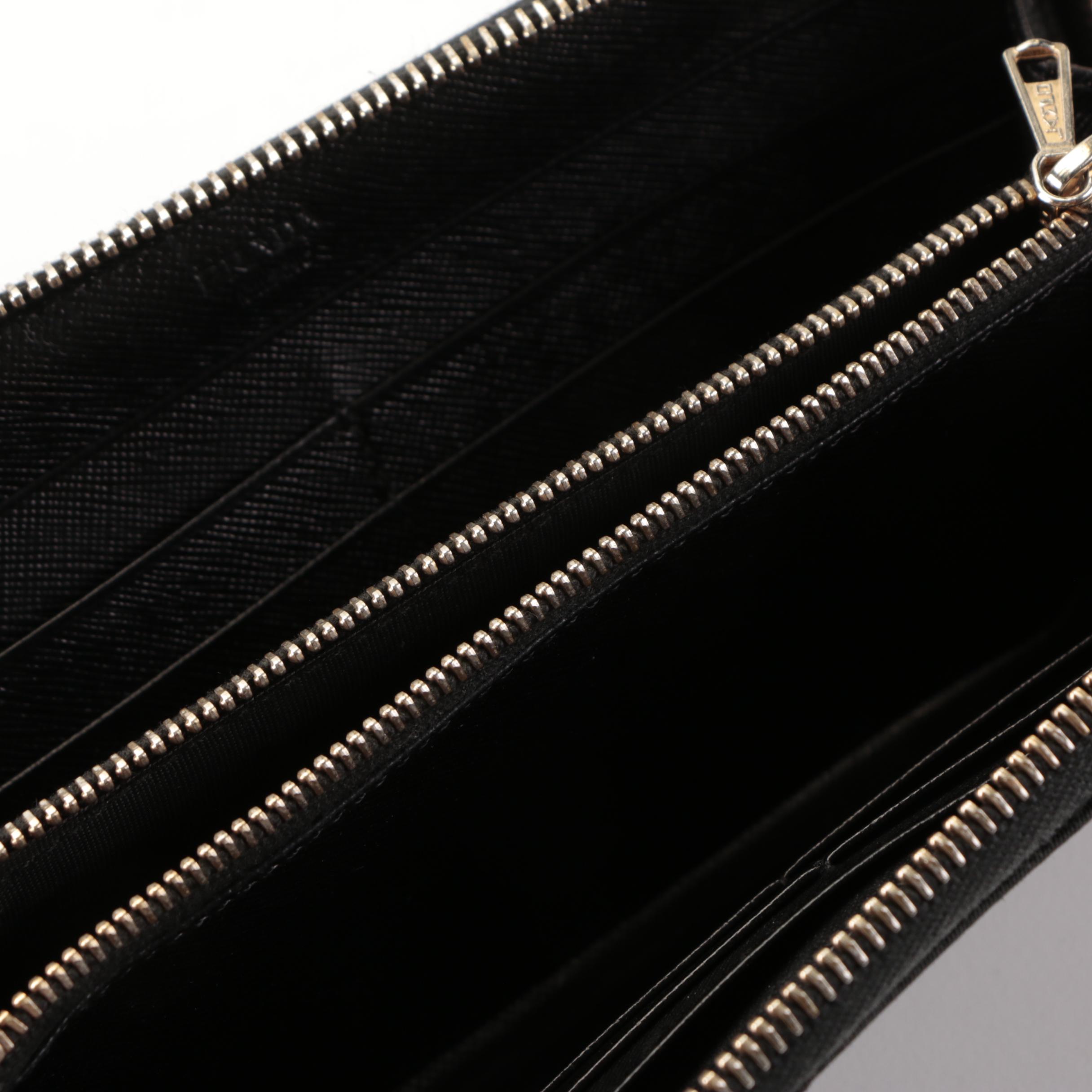 Prada Zip-Around Wallet in Black Nylon Gabardine