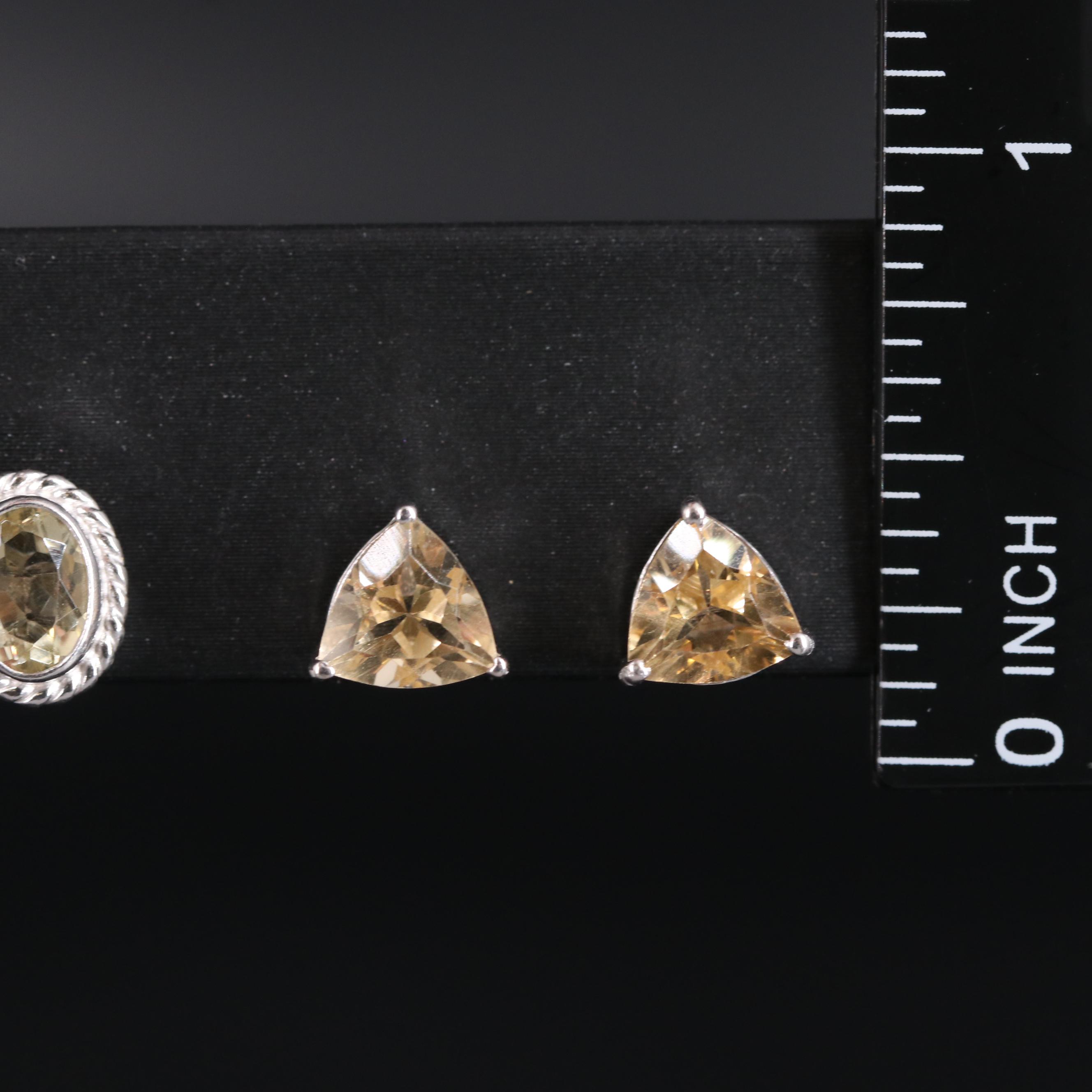 Sterling Silver Gemstone Stud Earring Duo