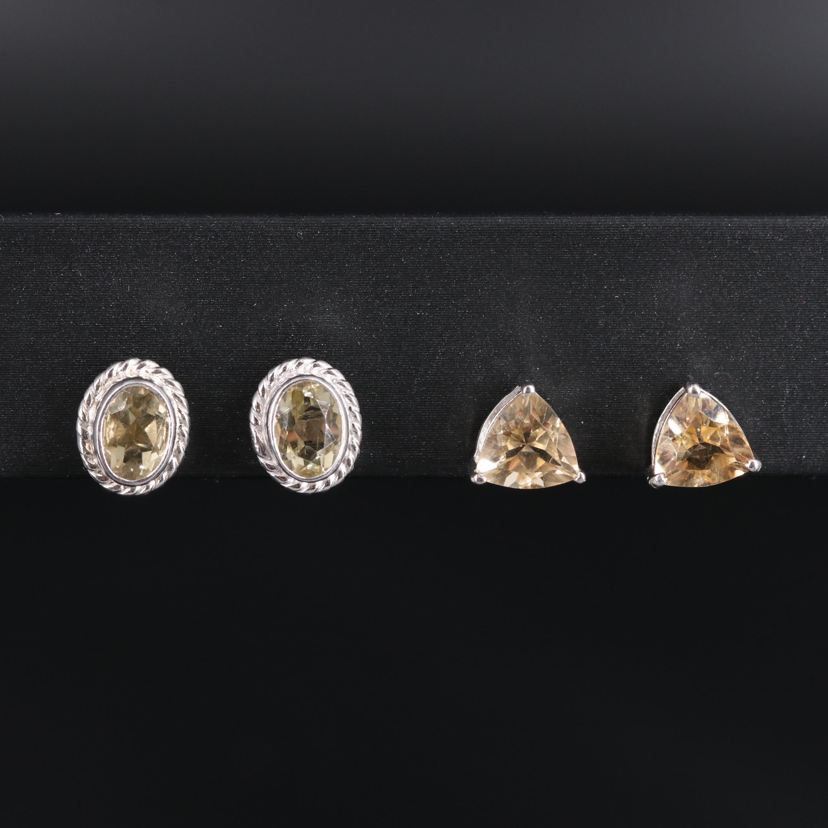 Sterling Silver Gemstone Stud Earring Duo