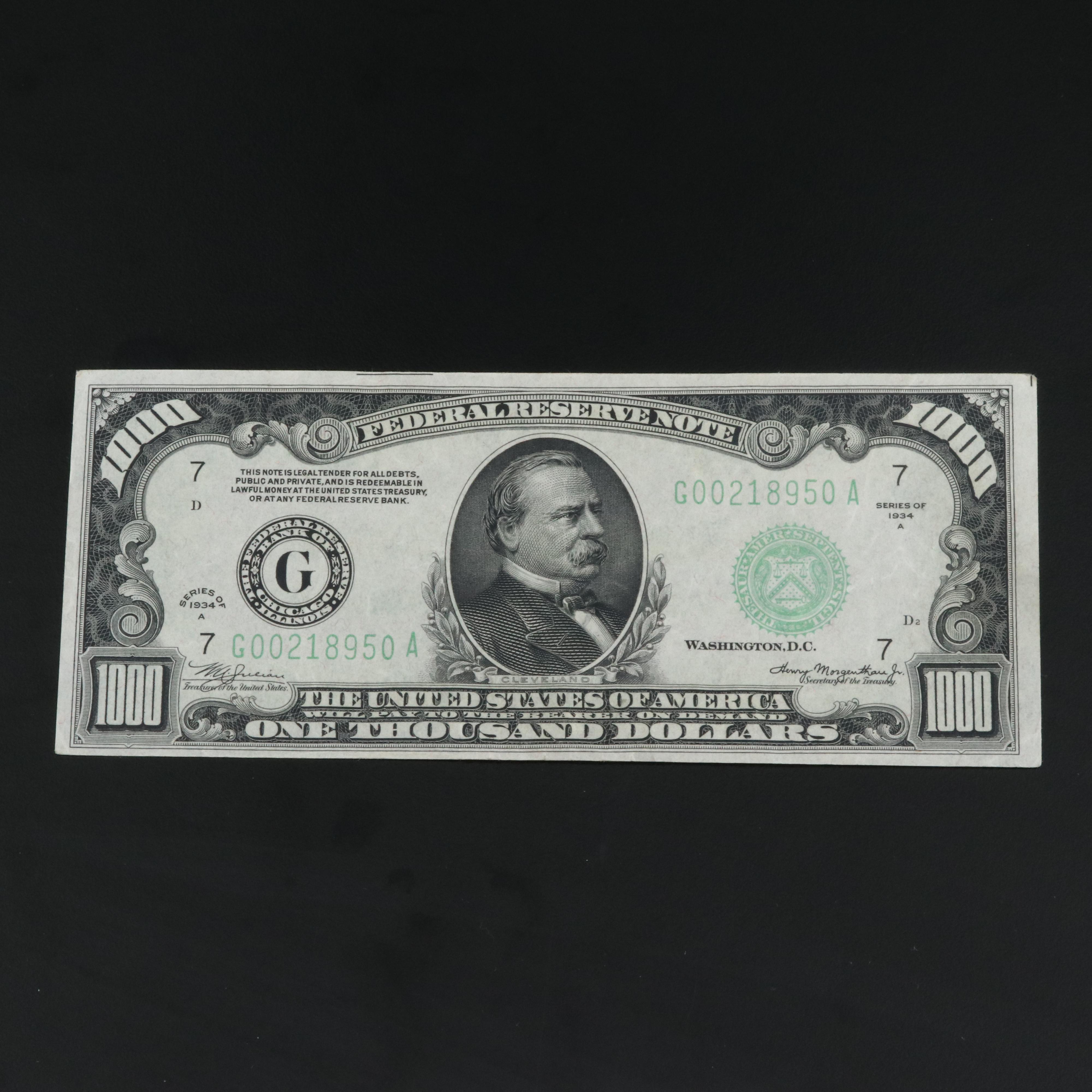 Series of 1934A $1000 Federal Reserve Note
