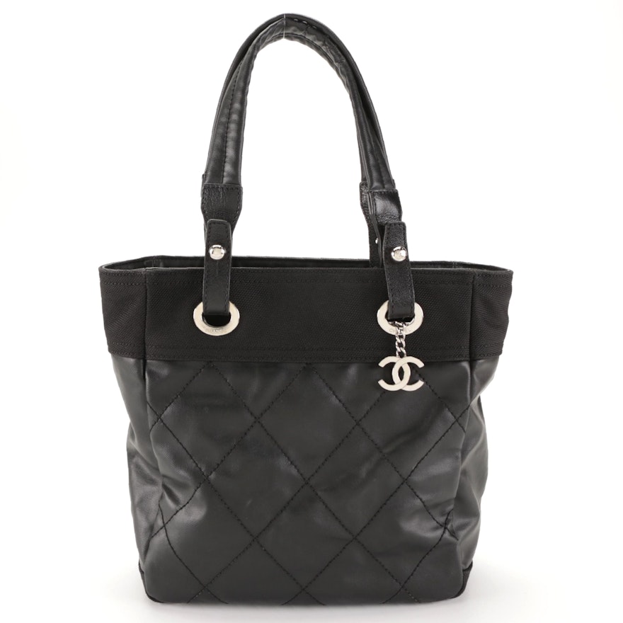 Chanel Small Biarritz Tote in Quilted Coated Canvas and Ballistic Nylon/Leather
