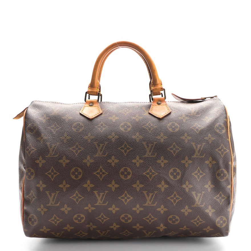 Louis Vuitton Speedy 35 Handbag in Monogram Canvas and Vachetta Leather