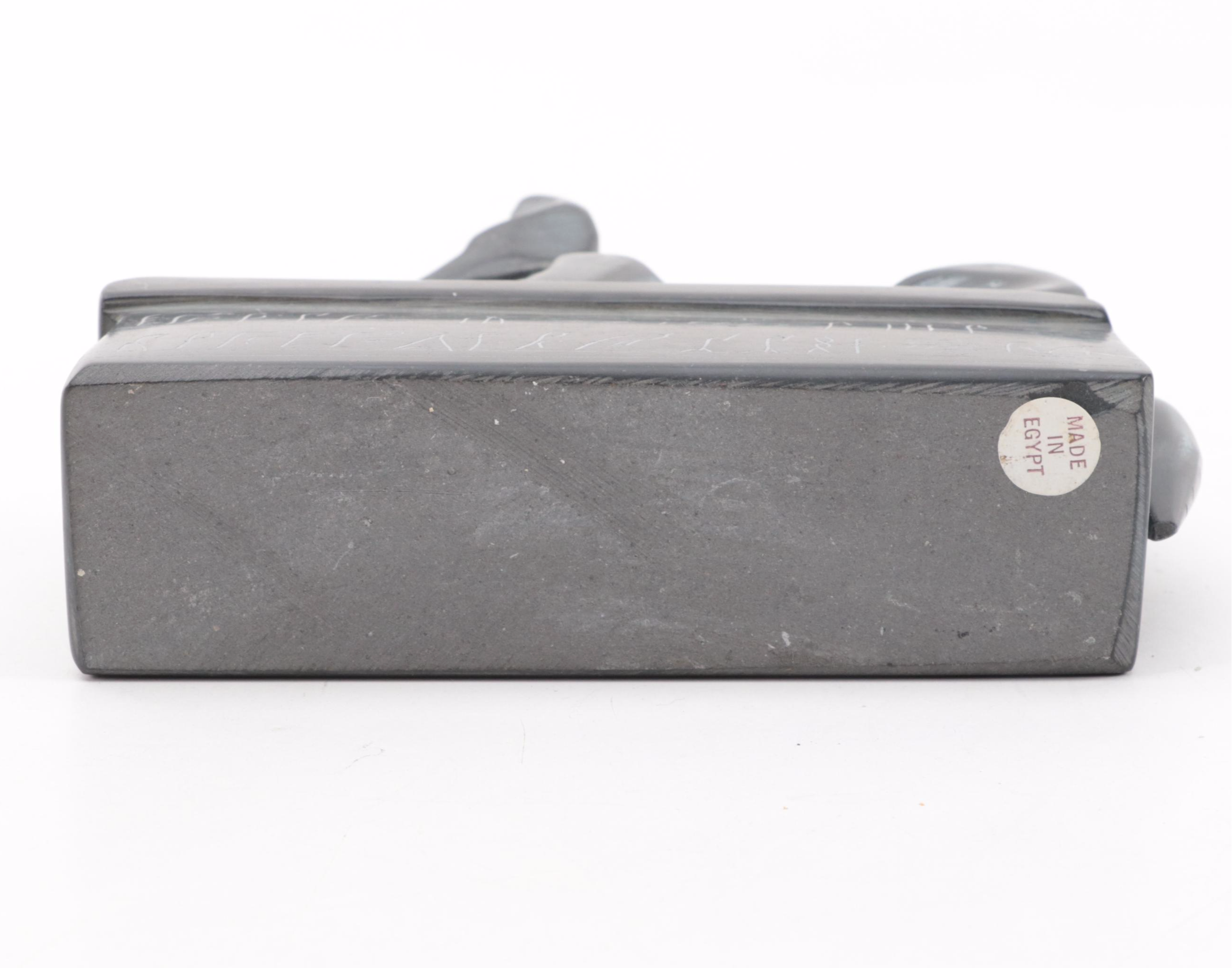 Egyptian Chalkware Sobek and Carved Soapstone Anubis Figurines