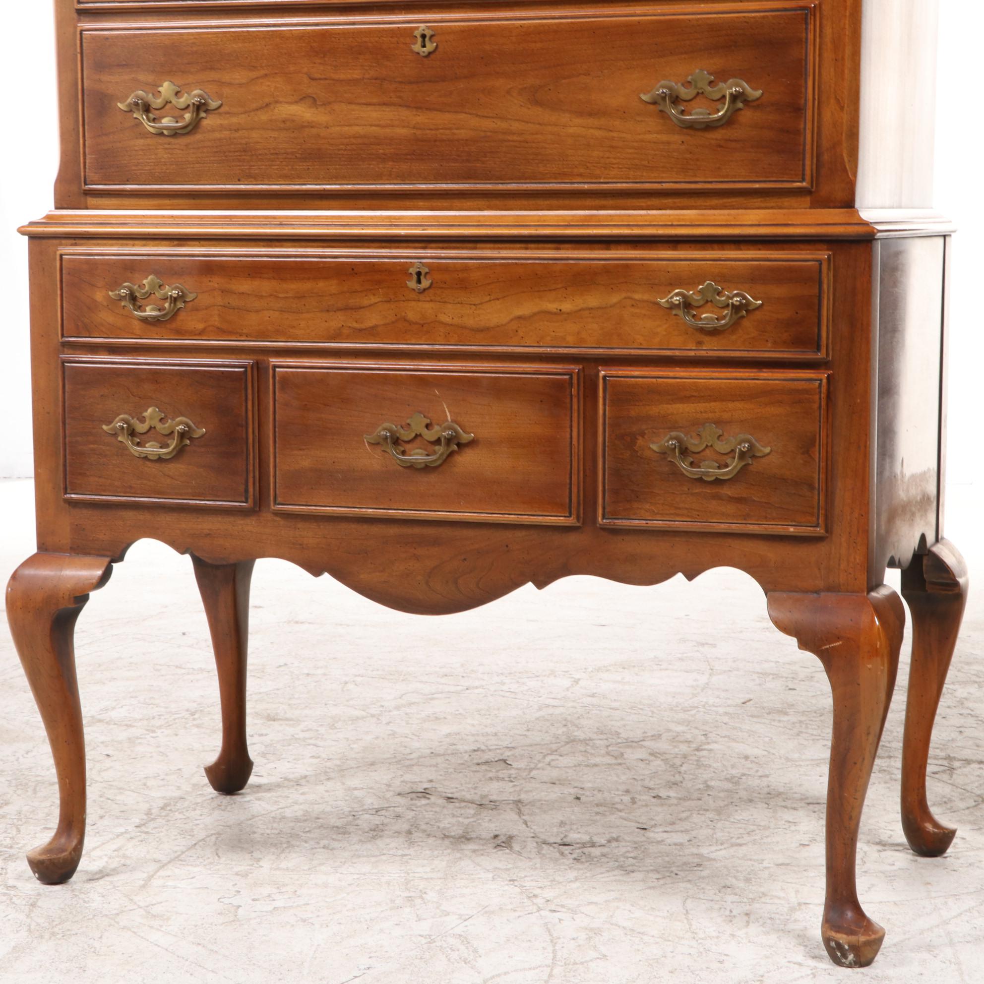 Statton Trutype Queen Anne Style Oxford Cherry Highboy Chest