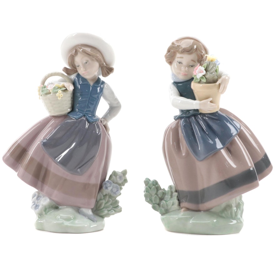 Lladró "Spring is Here" and "Sweet Scent" Porcelain Figurines