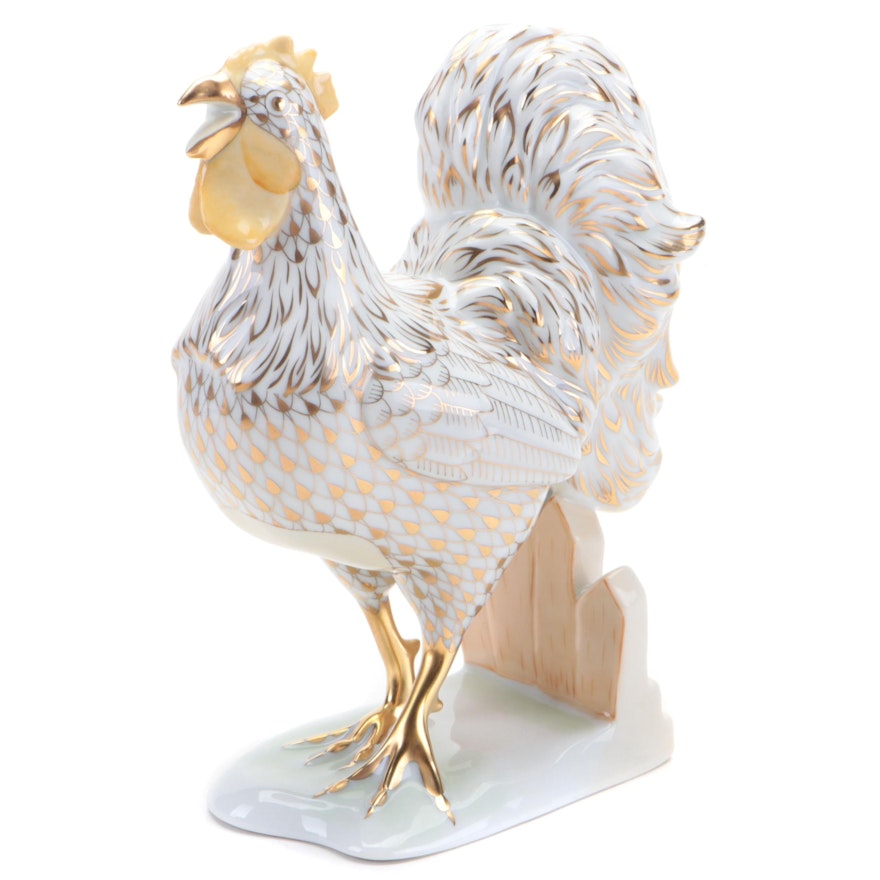 Herend Gold Fishnet Limited Edition "Henry the Rooster" Porcelain Figurine