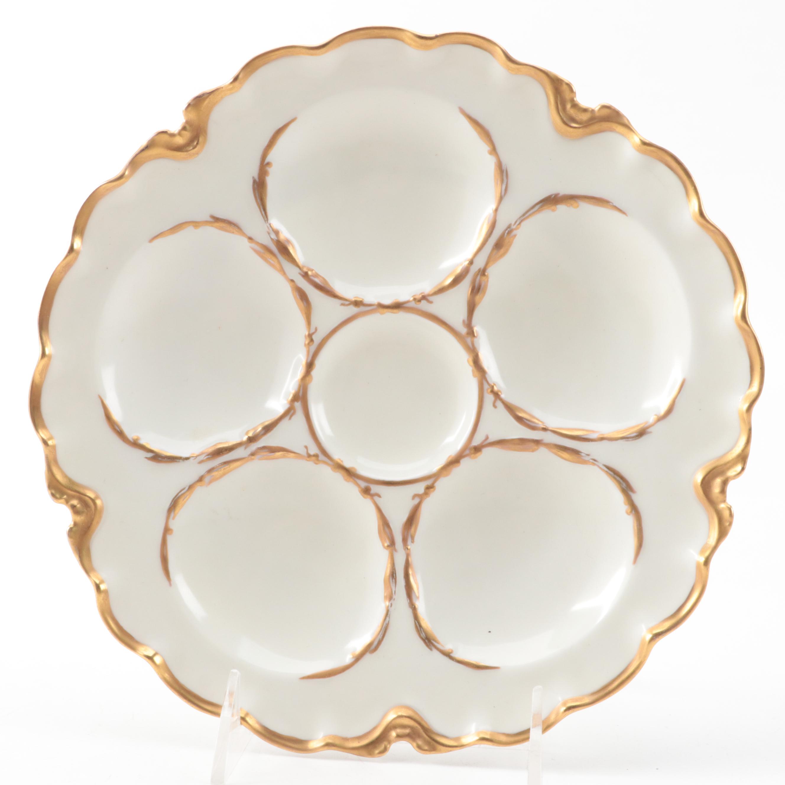 Haviland Limoges and Other European Porcelain Oyster Plates, Late 19th Century
