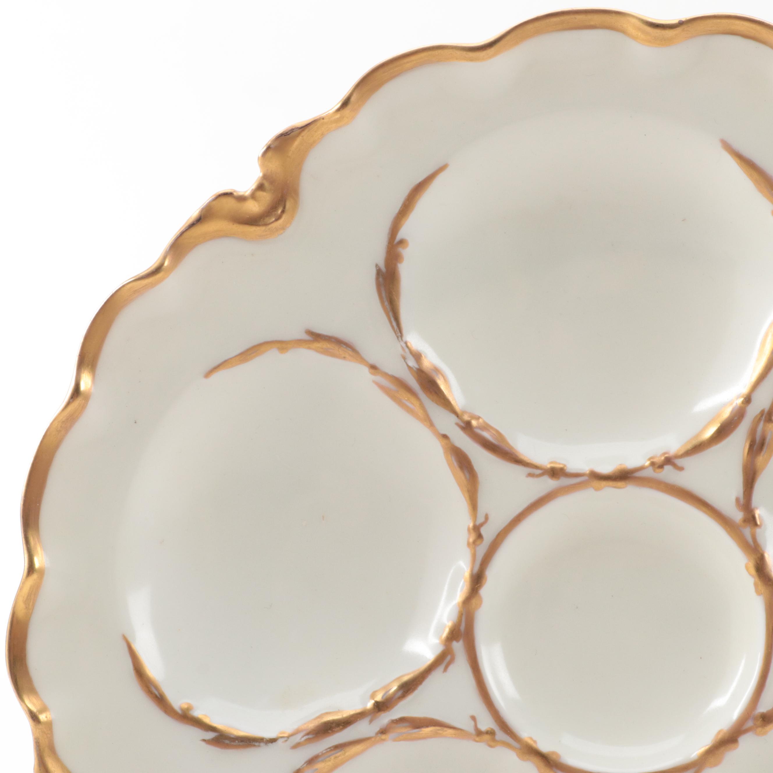 Haviland Limoges and Other European Porcelain Oyster Plates, Late 19th Century