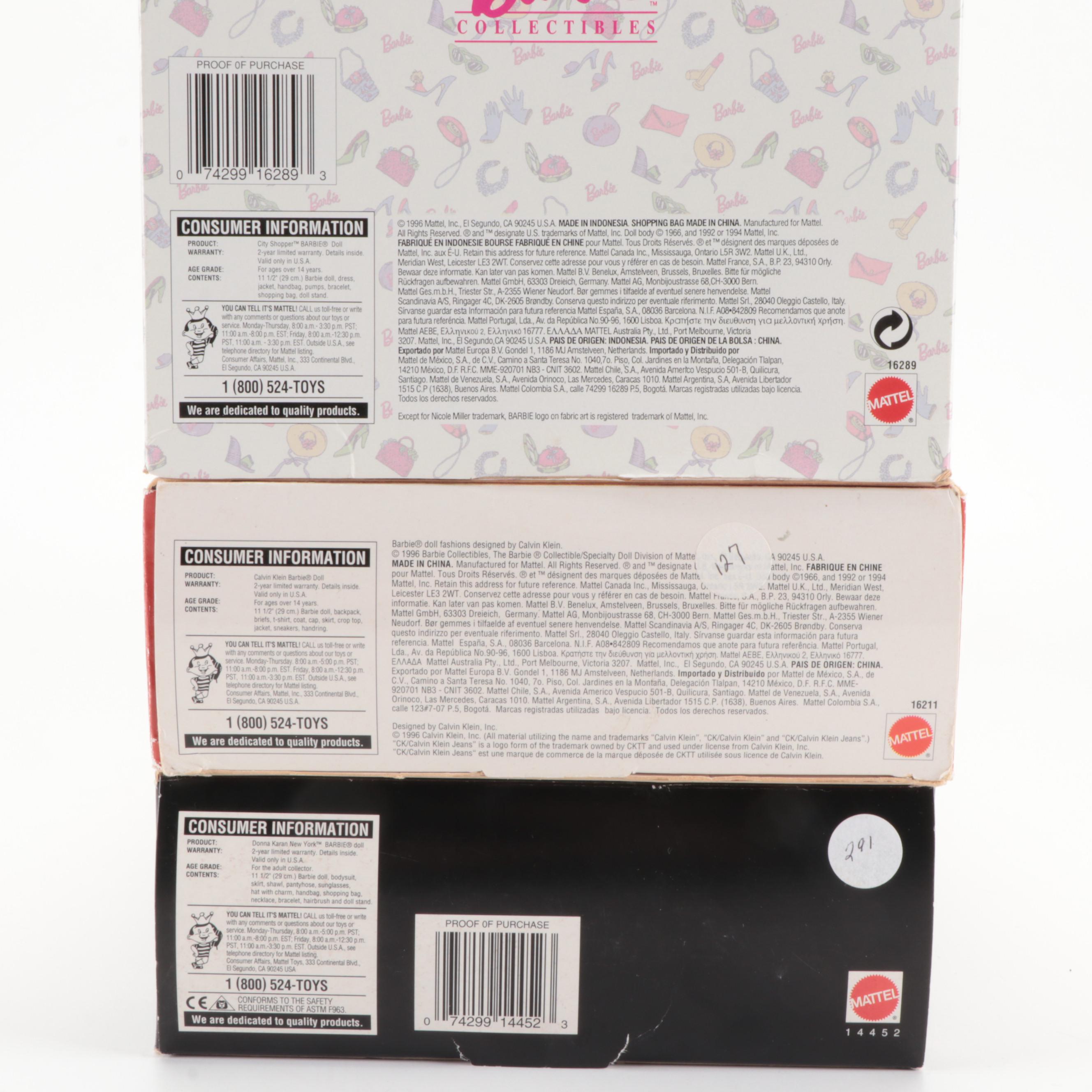 Mattel Donna Karan, Nicole Miller and Calvin Klein Limited Edition Barbies