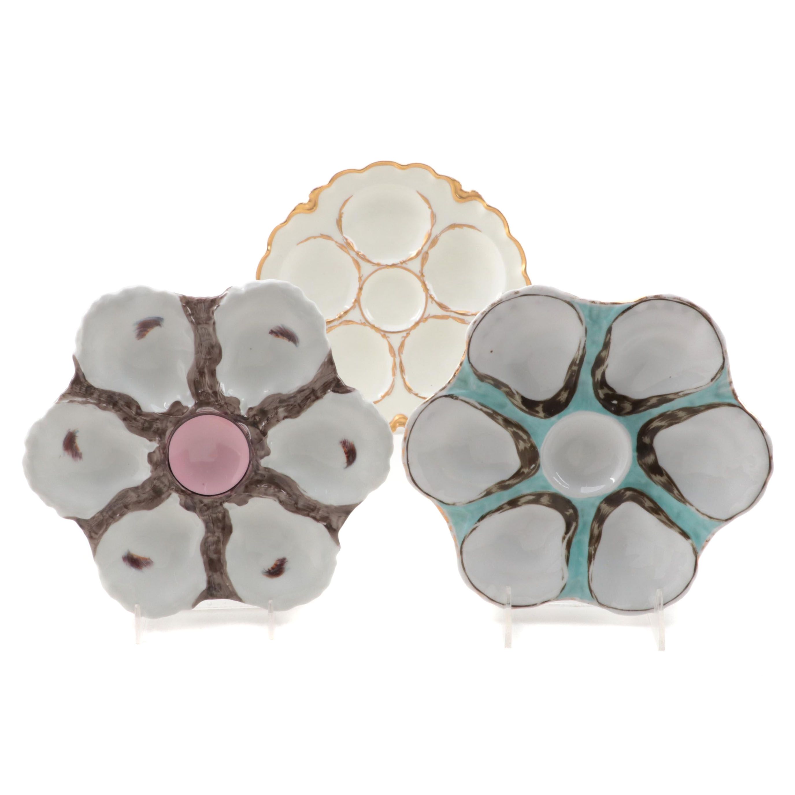 Haviland Limoges and Other European Porcelain Oyster Plates, Late 19th Century