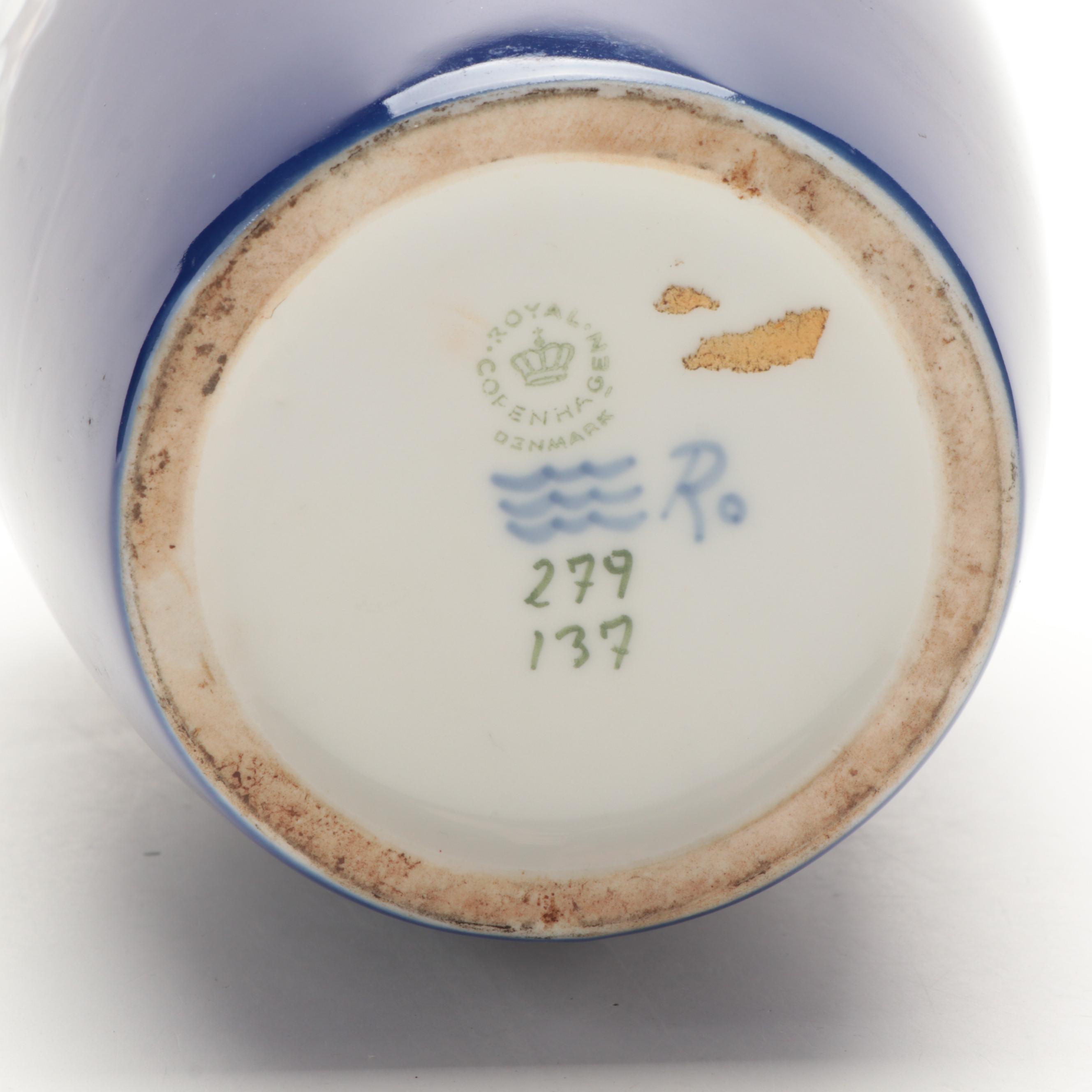 Royal Copenhagen Porcelain Amphora Vase with Apple Blossom Motif, Mid-20th C.