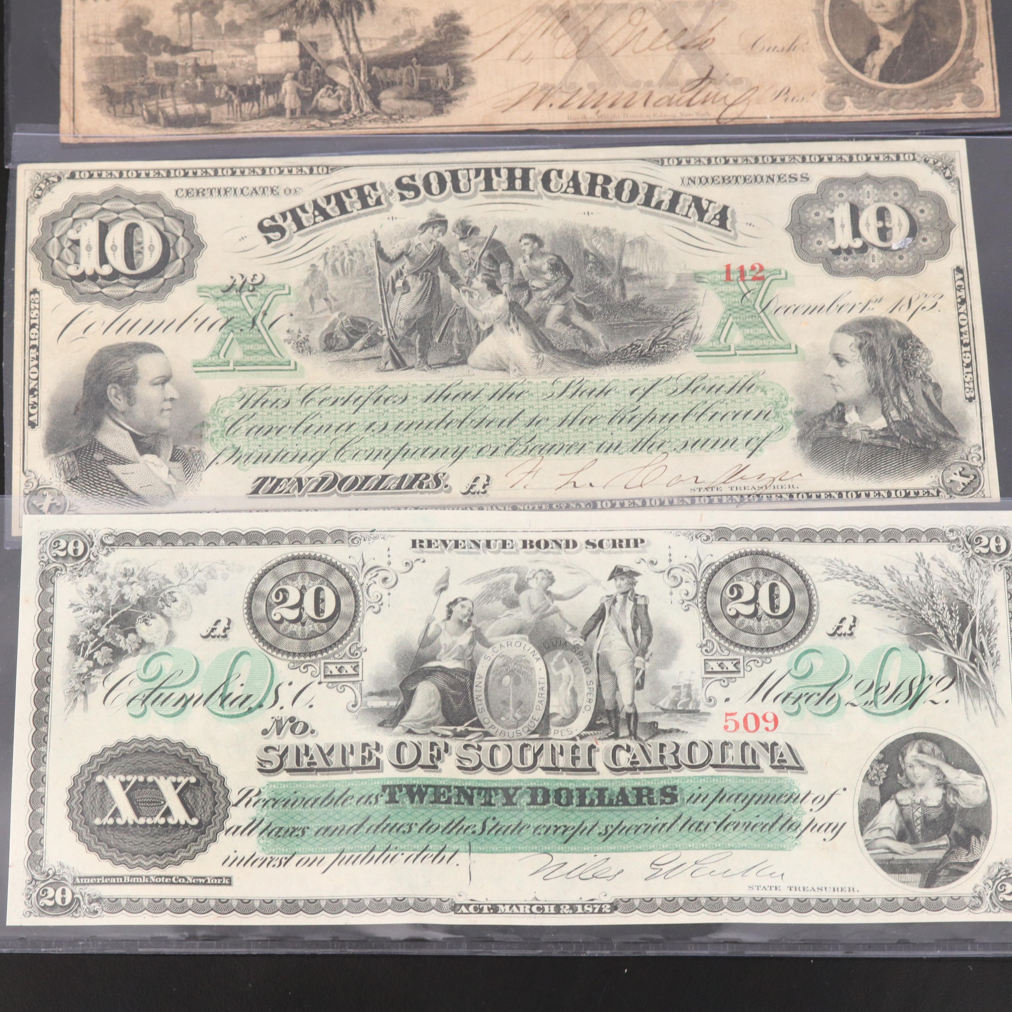 Four 19th Century Obsolete Currency Notes