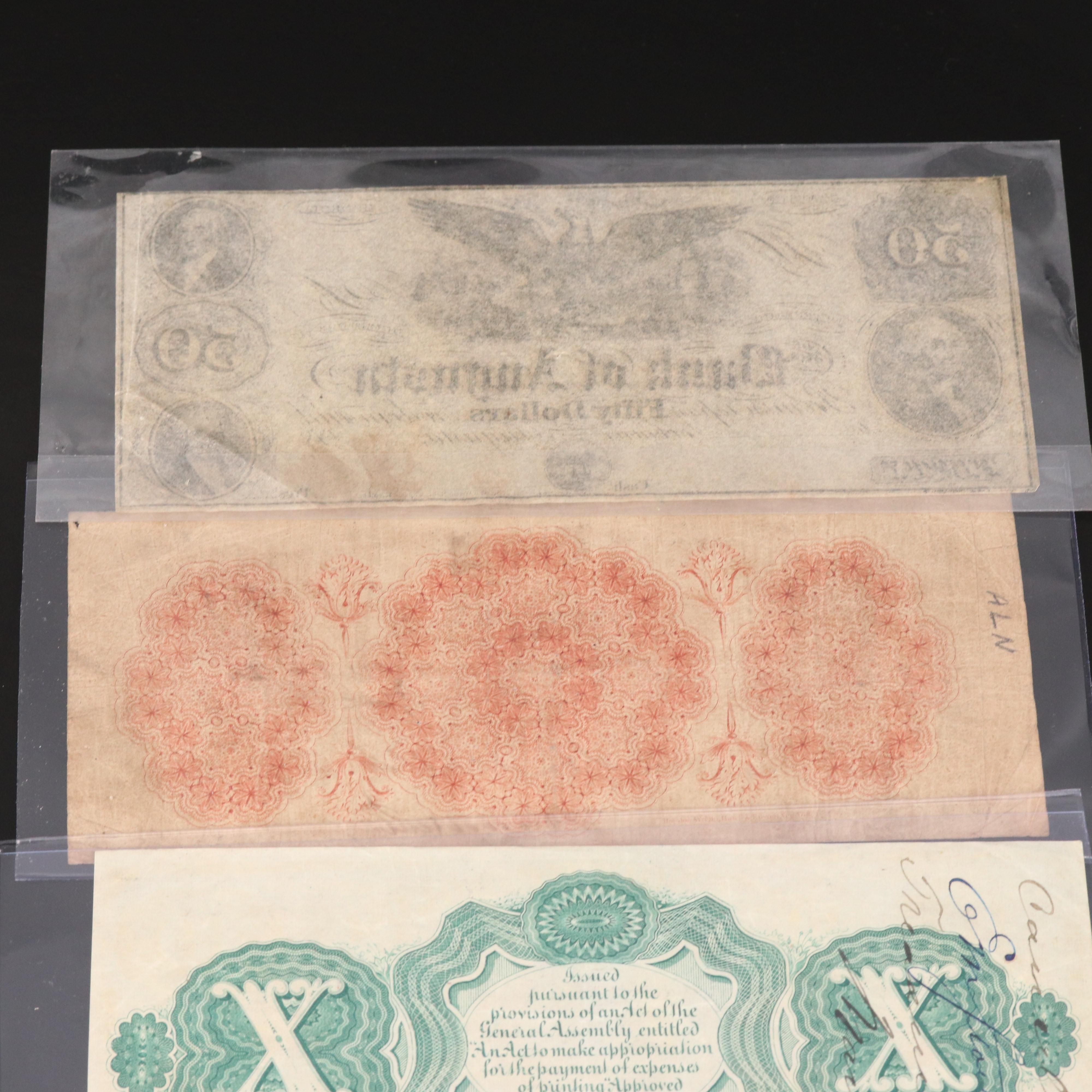 Four 19th Century Obsolete Currency Notes