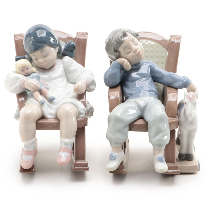 Lladró "All Tuckered Out" and "Naptime" Porcelain Figurines